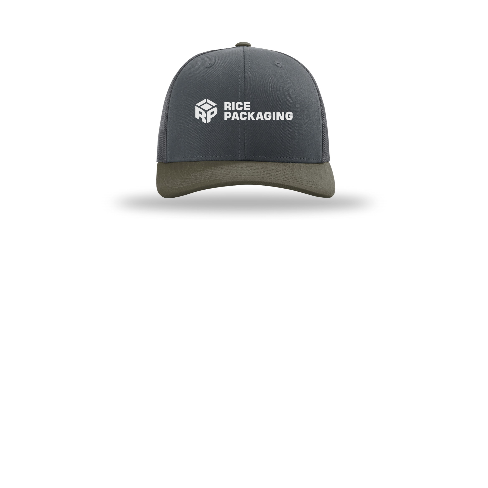 ricepackaging-richardson-trucker-cap-embroidery-capfront-R112-gunmetalgunmetalchocolatechip-flat-front