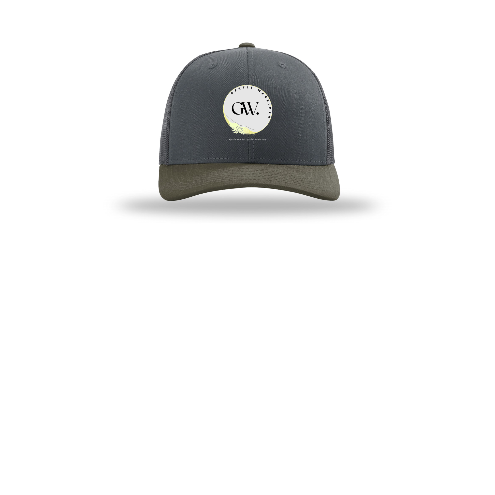 gentle-warriors-richardson-trucker-cap-embroidery-capfront-R112-gunmetalgunmetalchocolatechip-flat-front