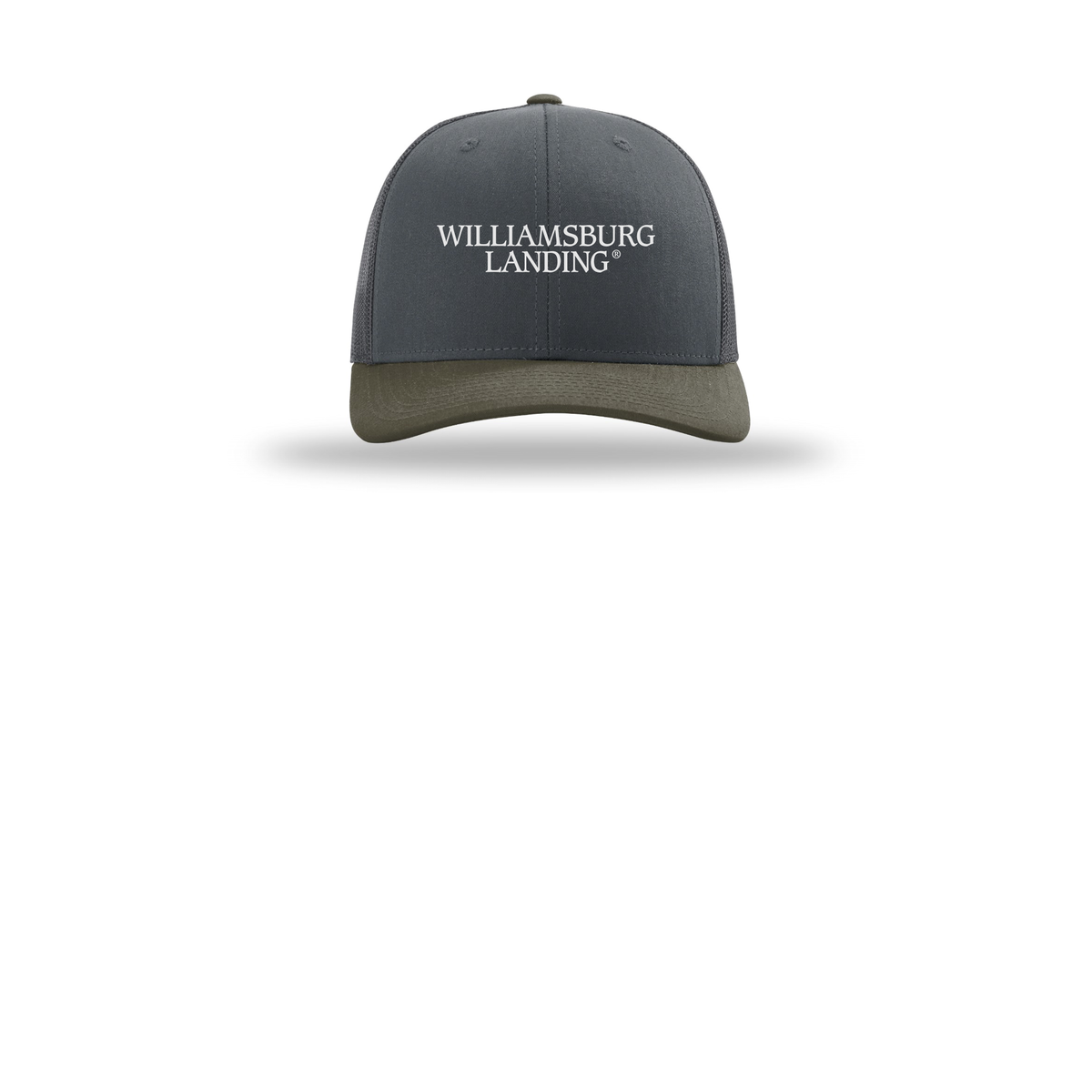 williamsburglanding-richardson-trucker-cap-embroidery-capfront-R112-gunmetalgunmetalchocolatechip-flat-front