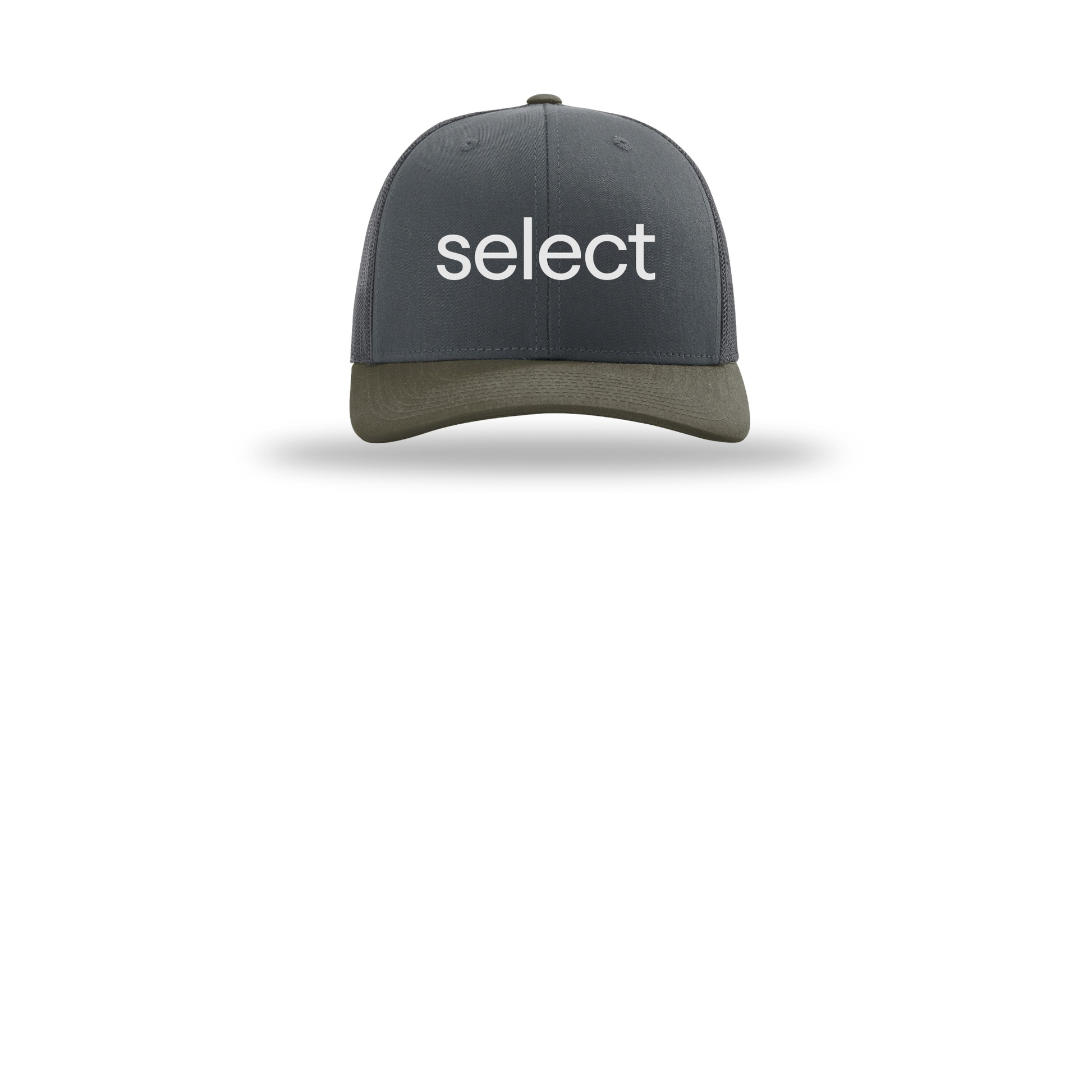 meetselect-richardson-trucker-cap-embroidery-capfront-R112-gunmetalgunmetalchocolatechip-flat-front