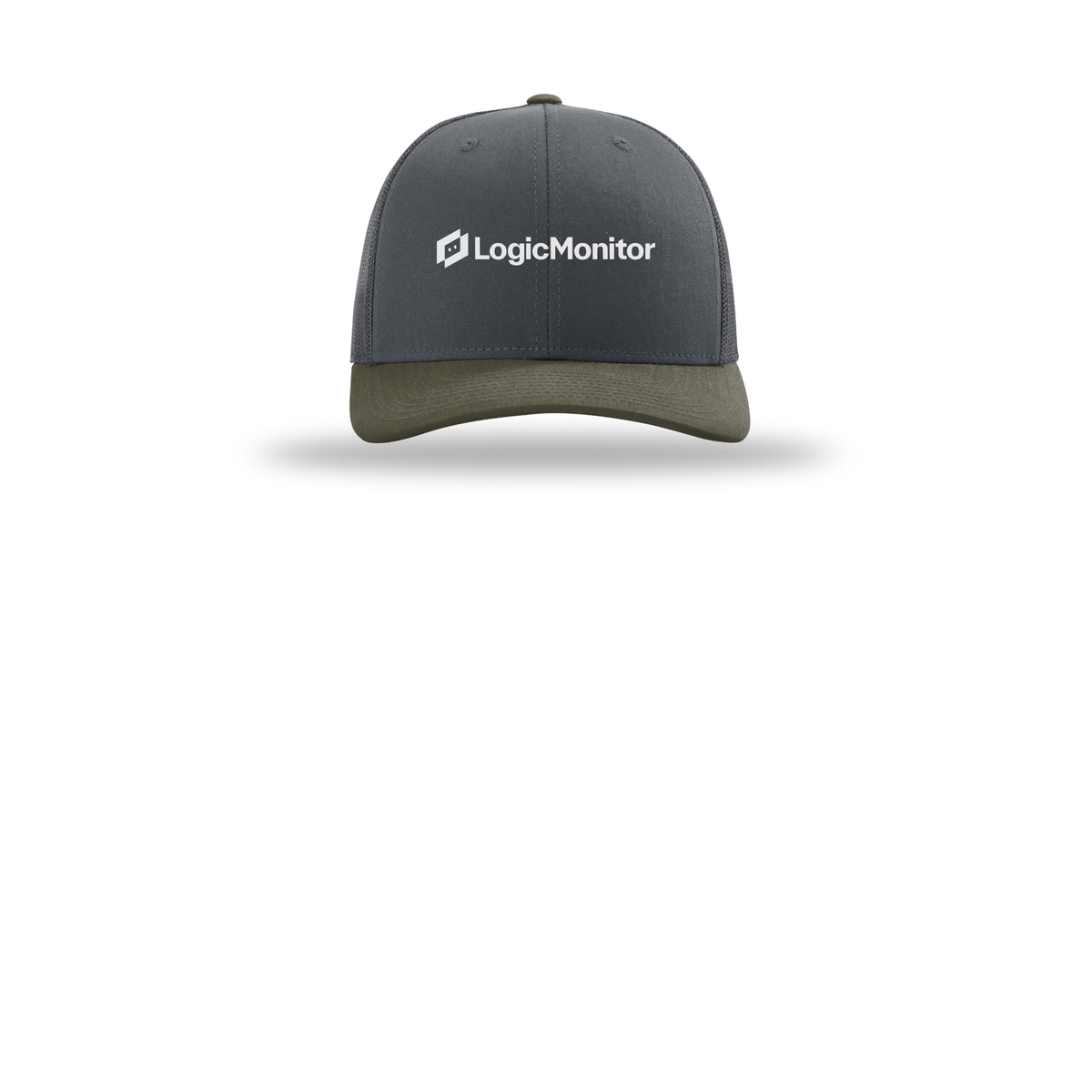 logicmonitor-richardson-trucker-cap-embroidery-capfront-R112-gunmetalgunmetalchocolatechip-flat-front