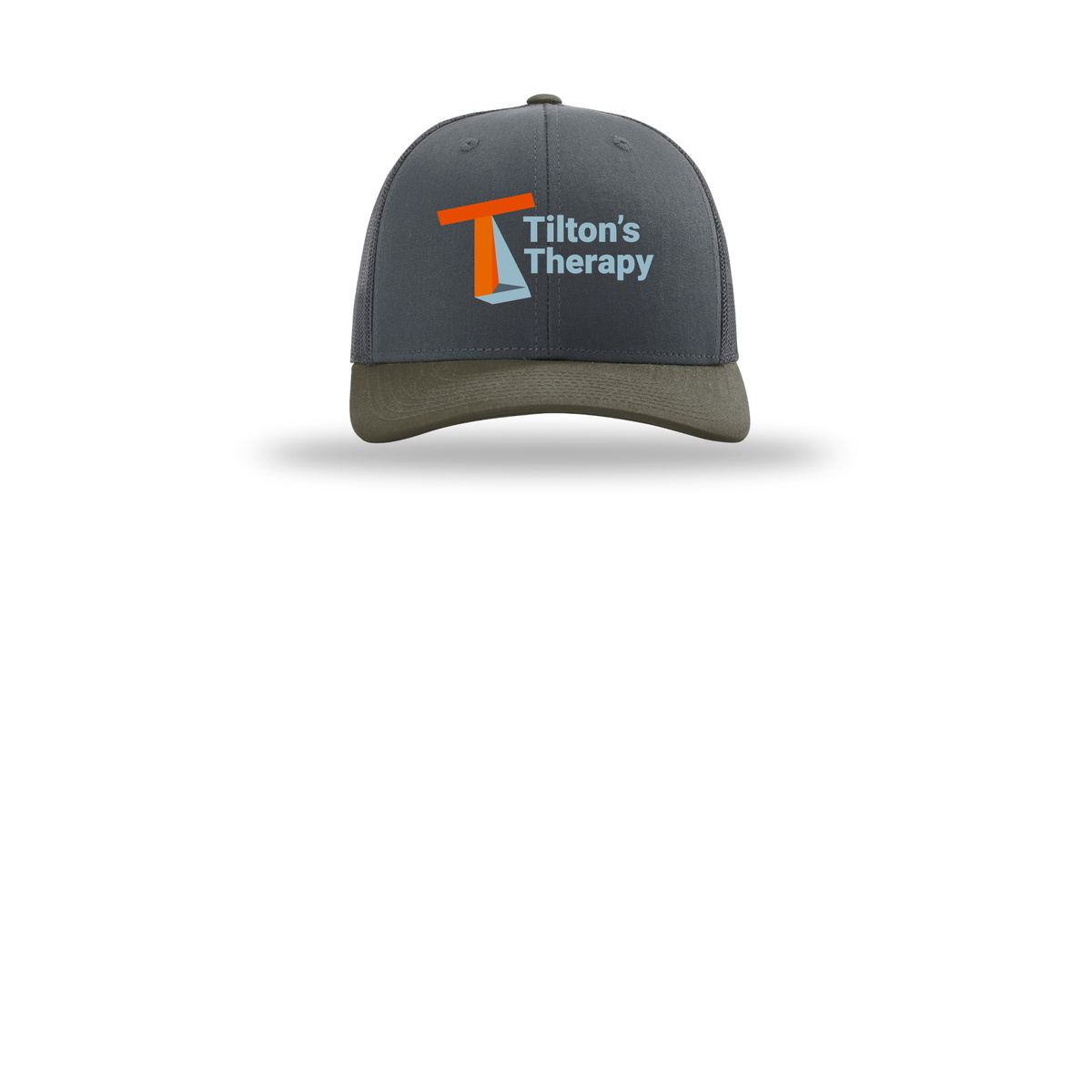 tiltonstherapy-richardson-trucker-cap-embroidery-capfront-R112-gunmetalgunmetalchocolatechip-flat-front