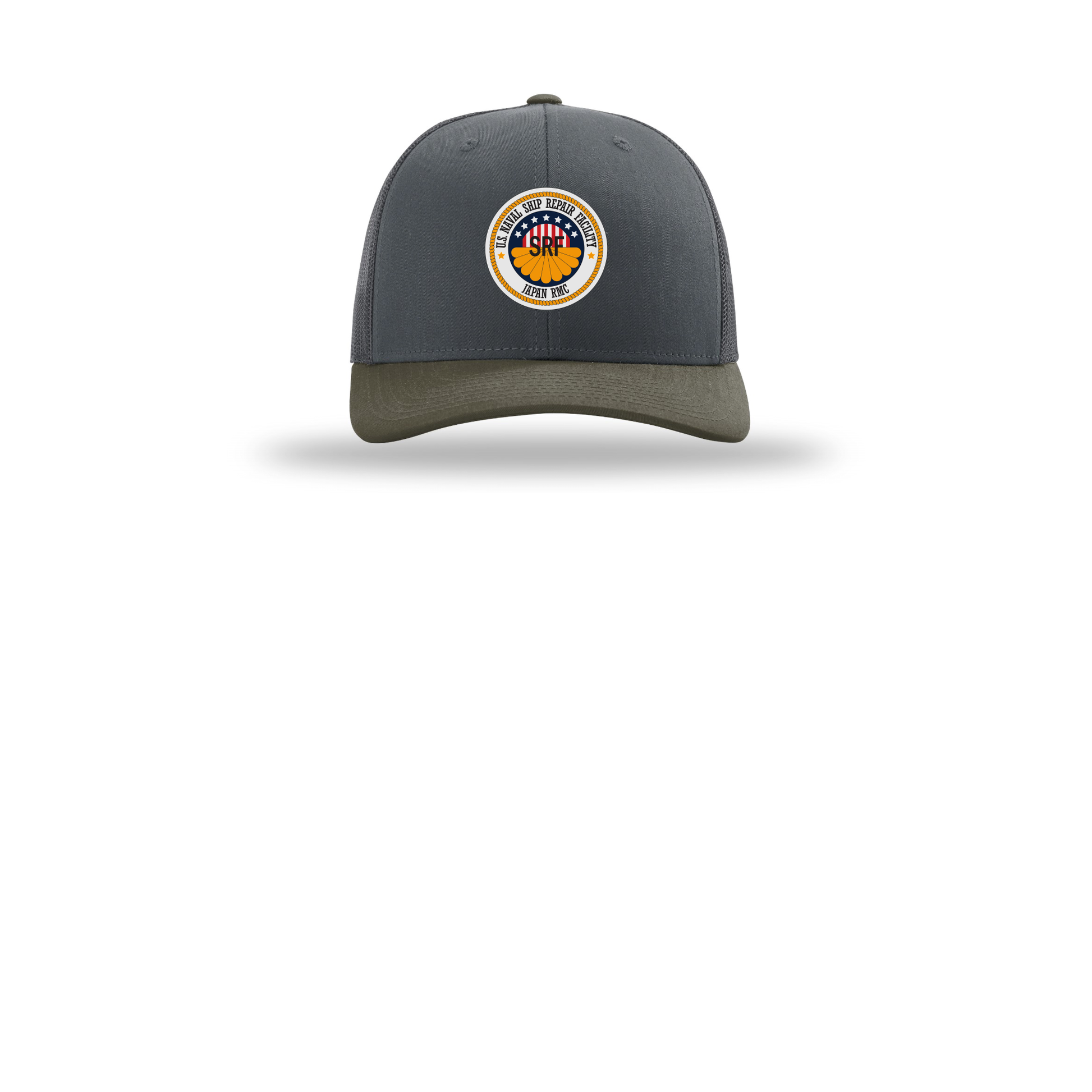 srf-jrmc-richardson-trucker-cap-embroidery-capfront-R112-gunmetalgunmetalchocolatechip-flat-front