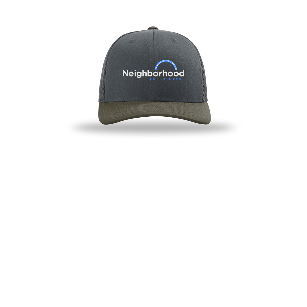 ncschools-richardson-trucker-cap-embroidery-capfront-R112-gunmetalgunmetalchocolatechip-flat-front