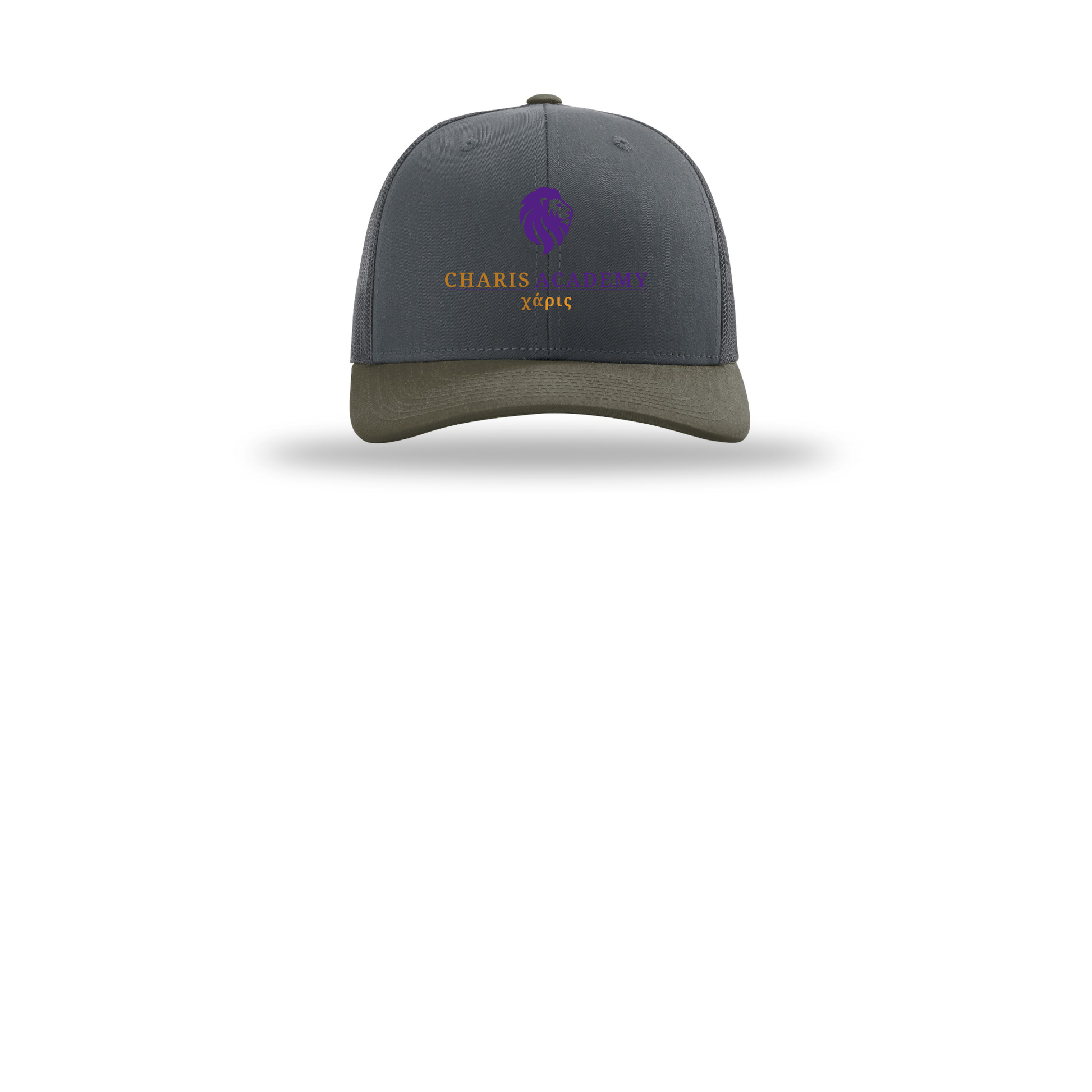cahazleton-richardson-trucker-cap-embroidery-capfront-R112-gunmetalgunmetalchocolatechip-flat-front