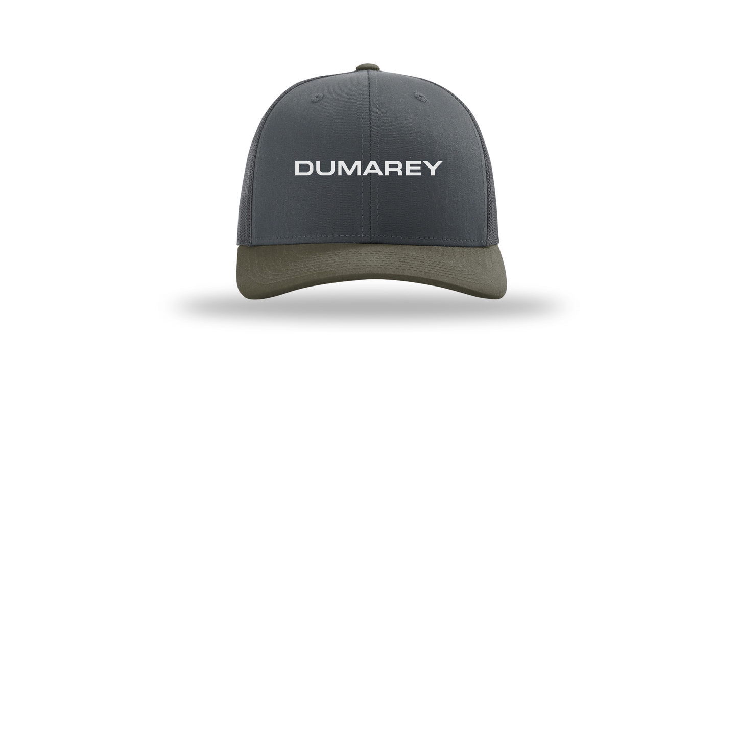 dumarey-richardson-trucker-cap-embroidery-capfront-R112-gunmetalgunmetalchocolatechip-flat-front
