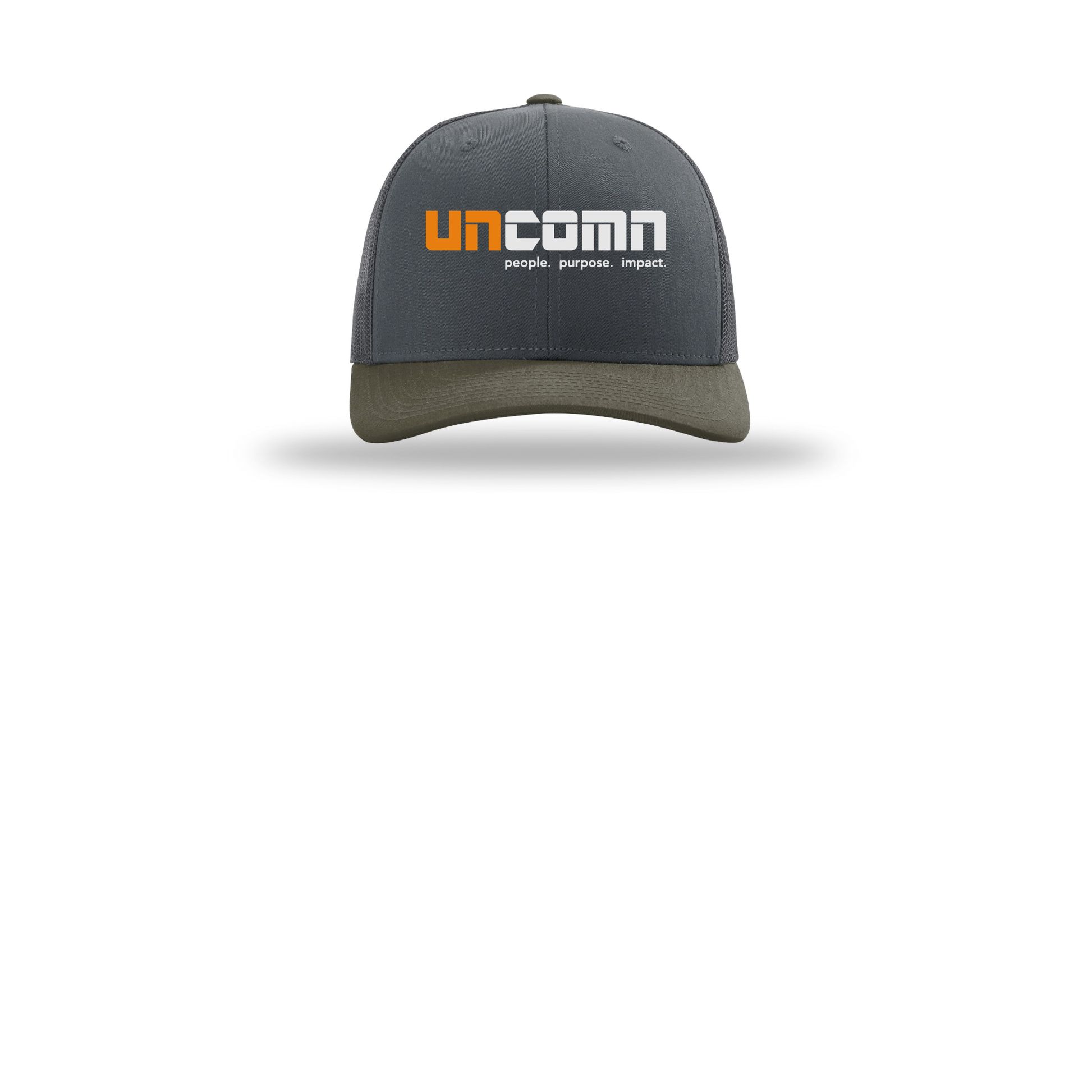 uncomn-richardson-trucker-cap-embroidery-capfront-R112-gunmetalgunmetalchocolatechip-flat-front