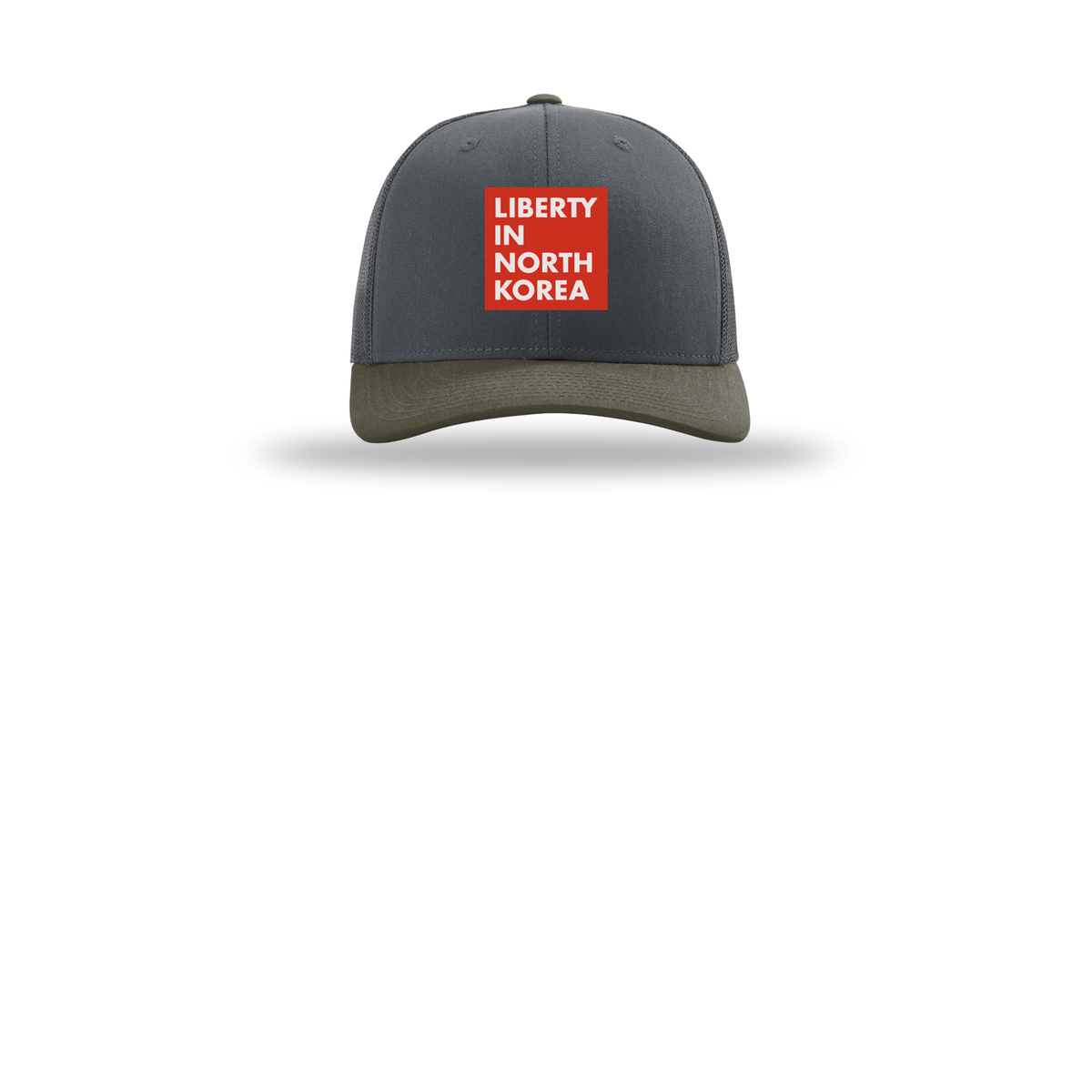 libertyinnorthkorea-richardson-trucker-cap-embroidery-capfront-R112-gunmetalgunmetalchocolatechip-flat-front
