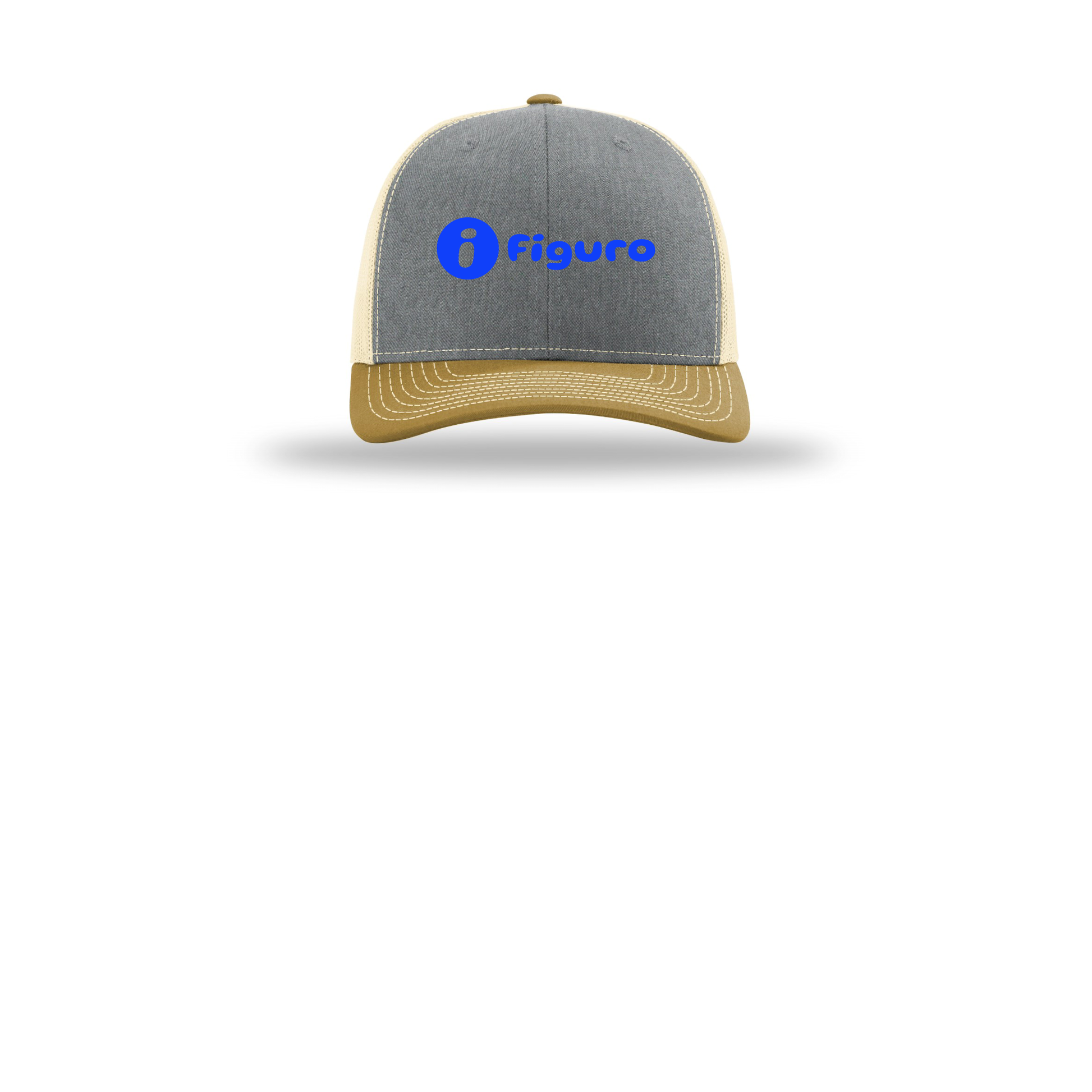 getfiguro-richardson-trucker-cap-embroidery-capfront-R112-heathergreybirchambergold-flat-front