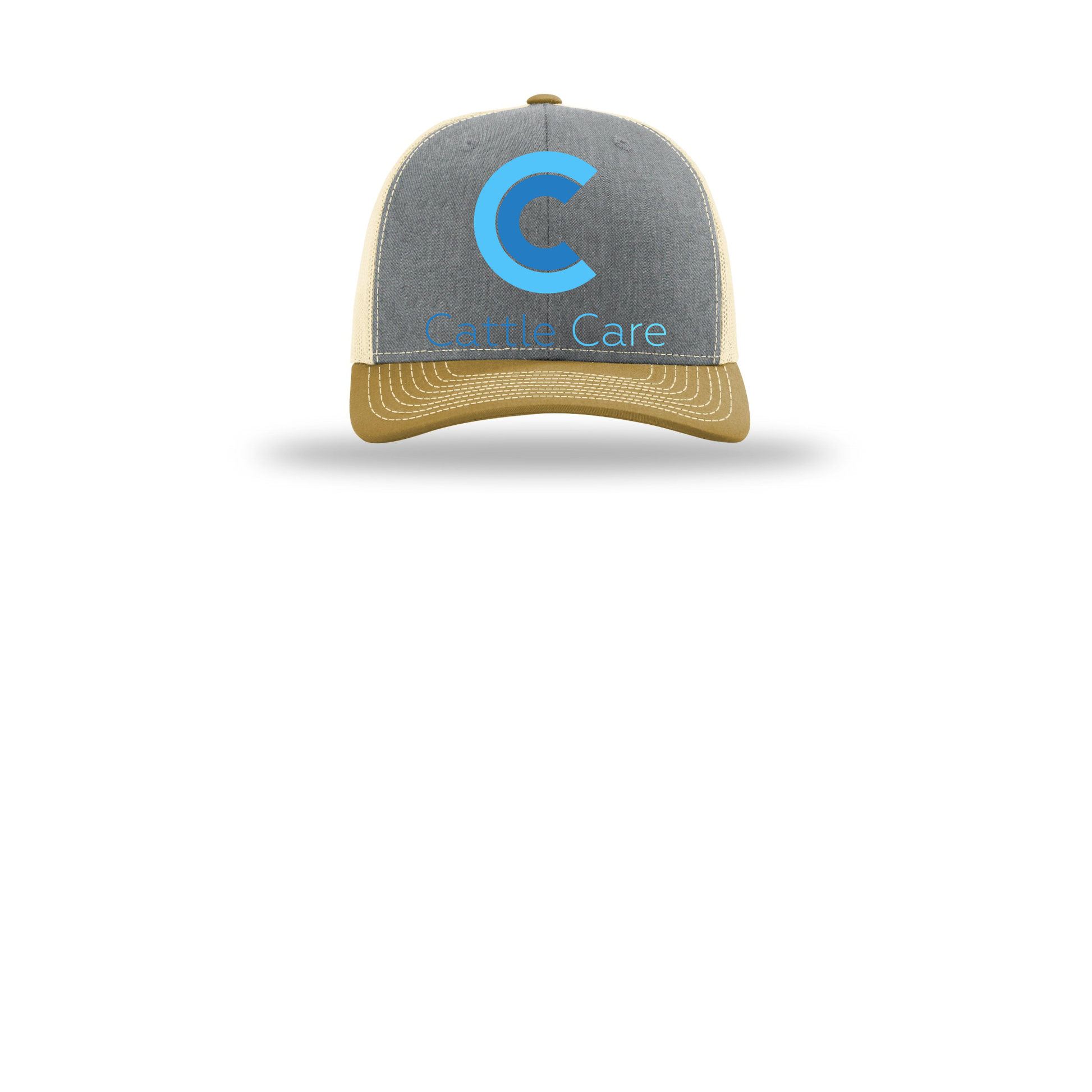 cattle-care-richardson-trucker-cap-embroidery-capfront-R112-heathergreybirchambergold-flat-front