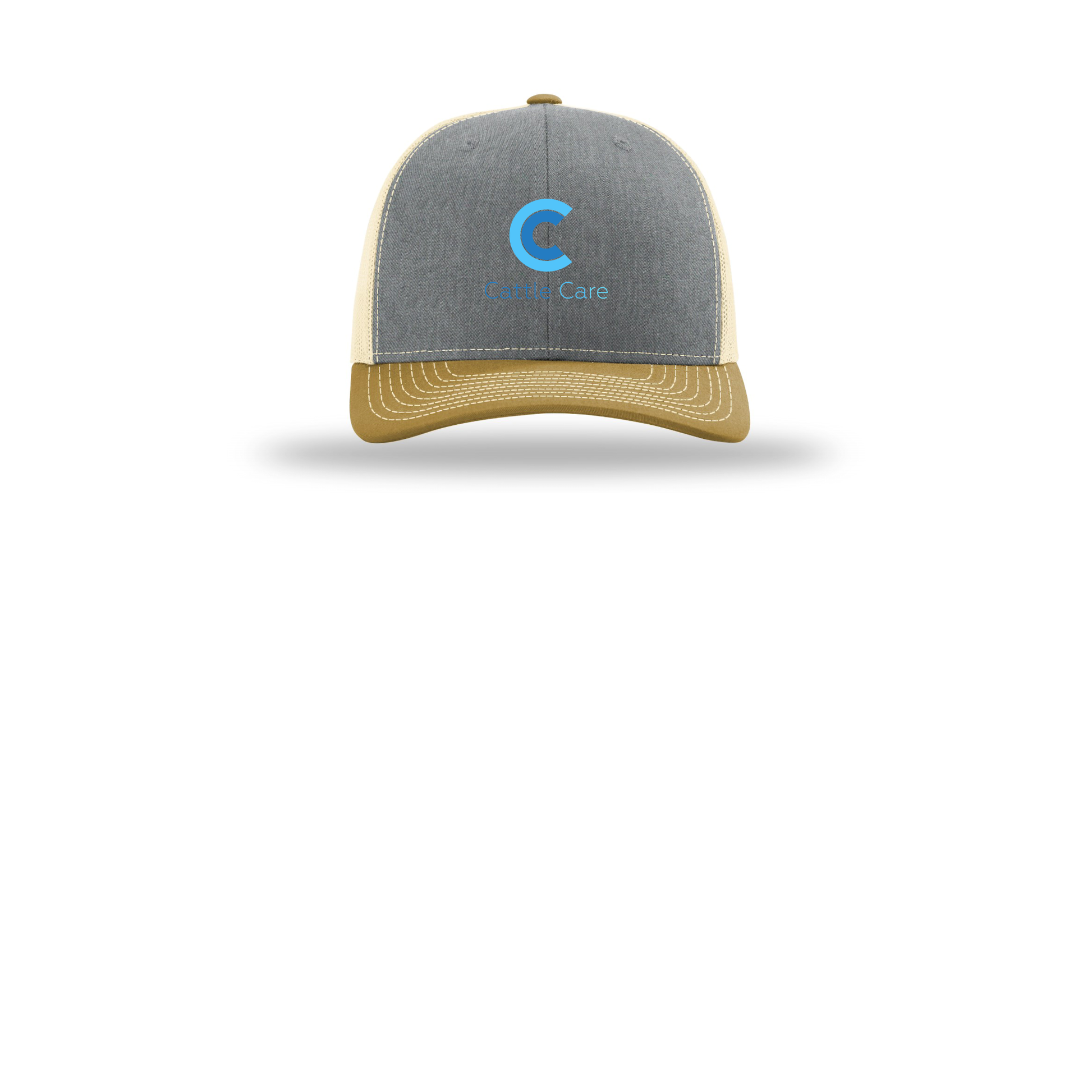 cattle-care-richardson-trucker-cap-embroidery-capfront-R112-heathergreybirchambergold-flat-front