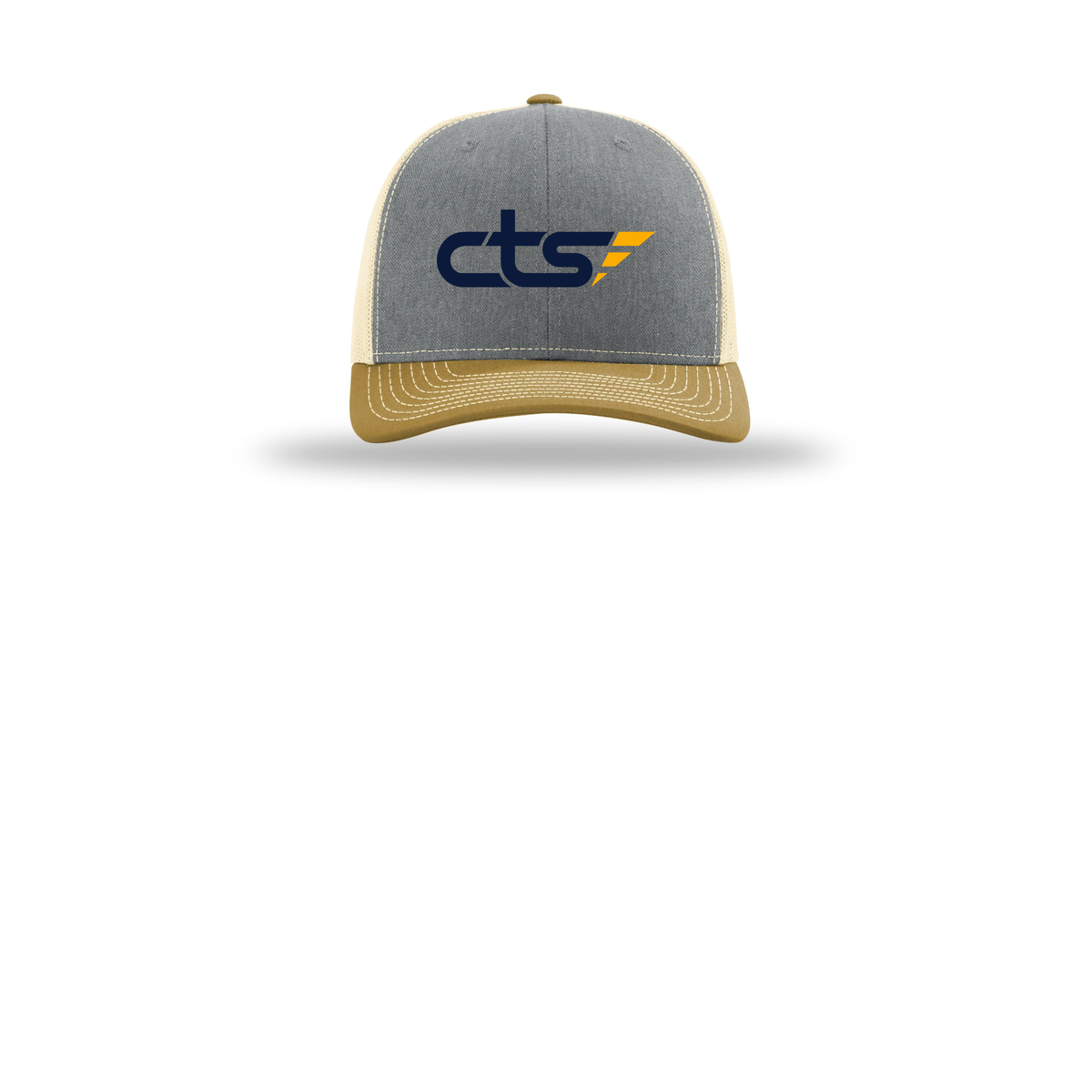 cts1-richardson-trucker-cap-embroidery-capfront-R112-heathergreybirchambergold-flat-front