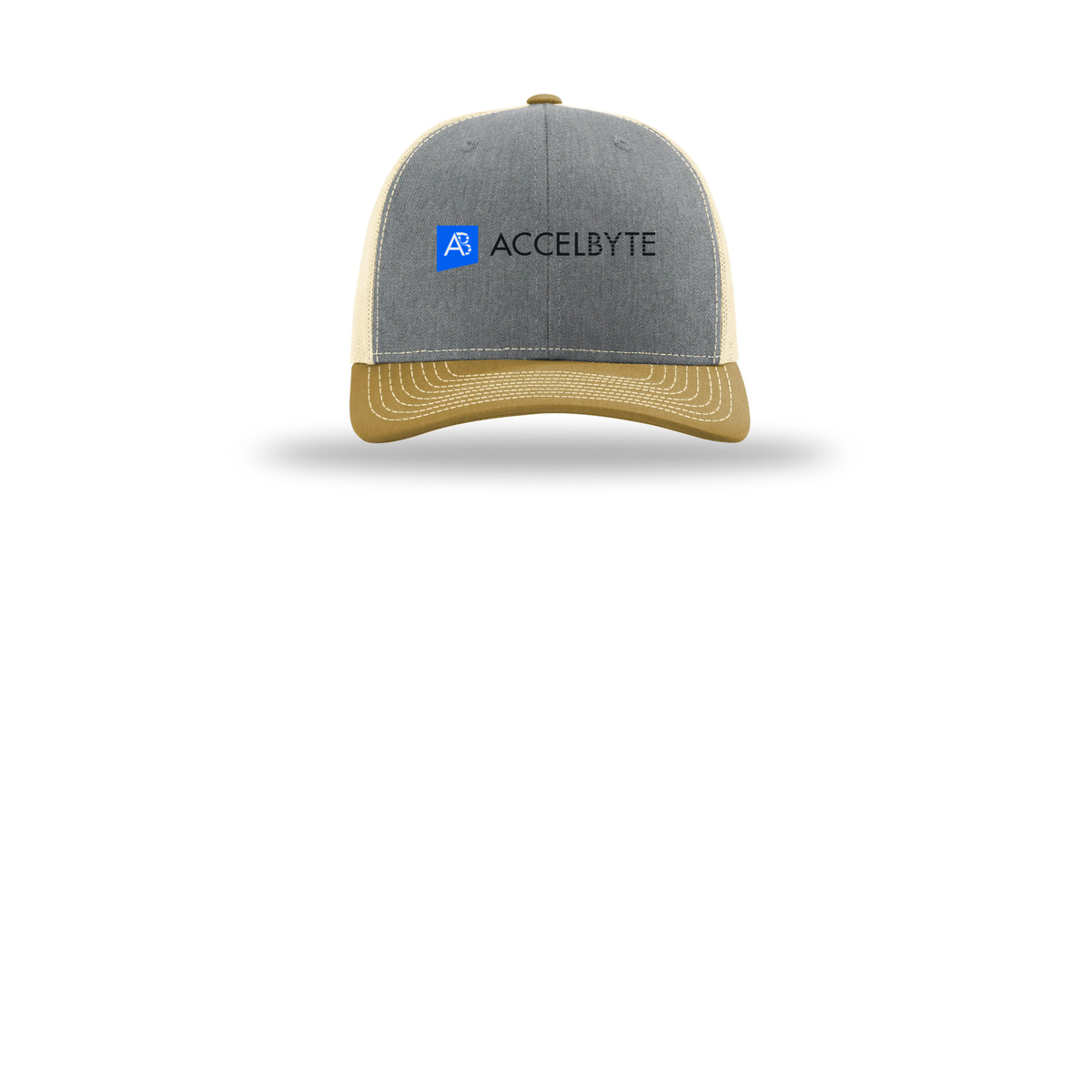 accelbyte-richardson-trucker-cap-embroidery-capfront-R112-heathergreybirchambergold-flat-front