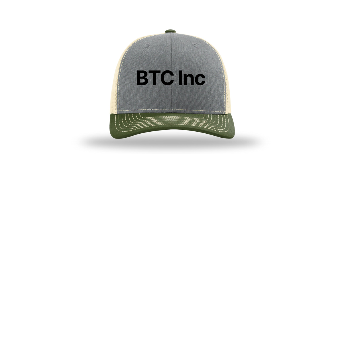 btc-richardson-trucker-cap-embroidery-capfront-R112-heathergreybircharmyolive-flat-front