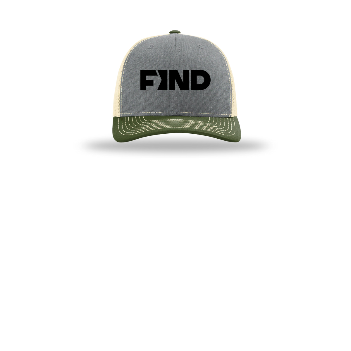 findrealestate-richardson-trucker-cap-embroidery-capfront-R112-heathergreybircharmyolive-flat-front