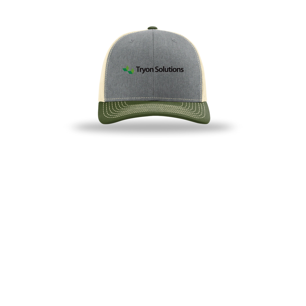 tryonsolutions-richardson-trucker-cap-embroidery-capfront-R112-heathergreybircharmyolive-flat-front