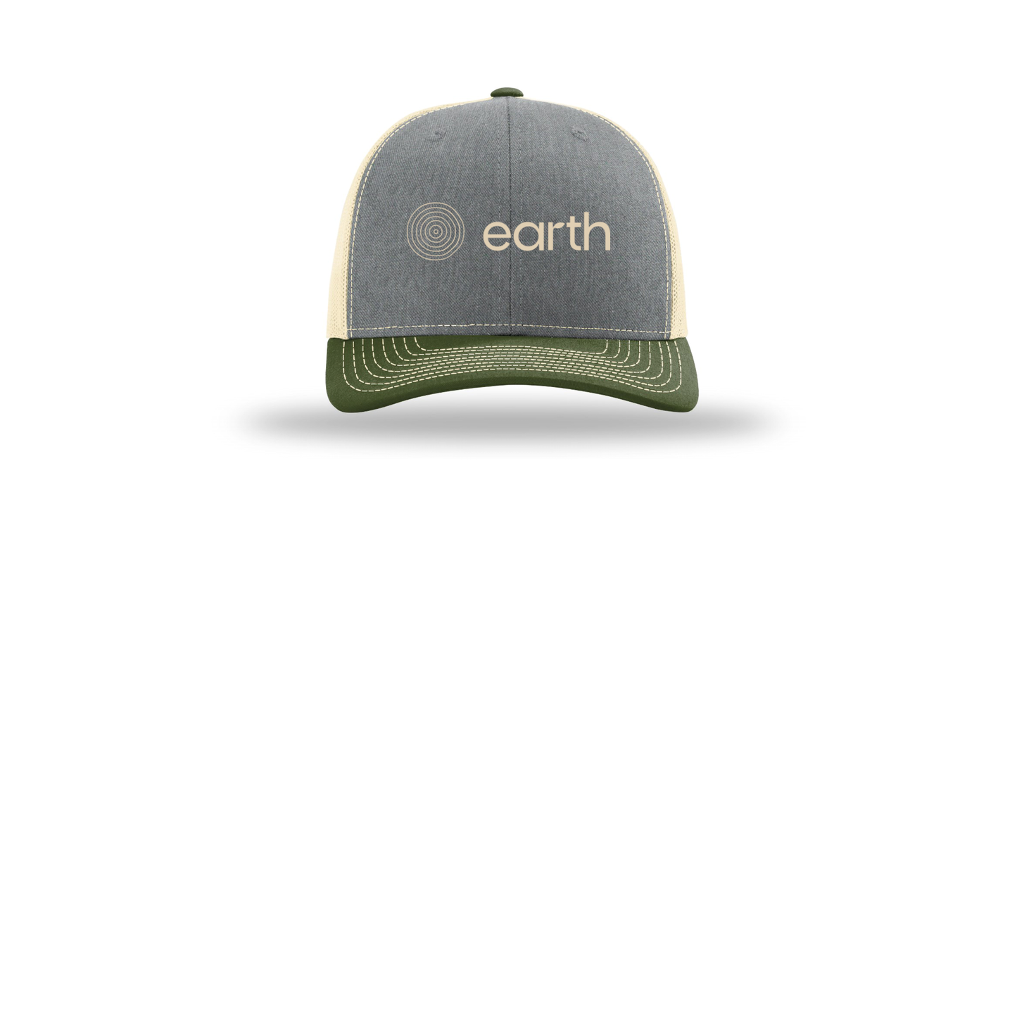 earthfuneral-richardson-trucker-cap-embroidery-capfront-R112-heathergreybircharmyolive-flat-front