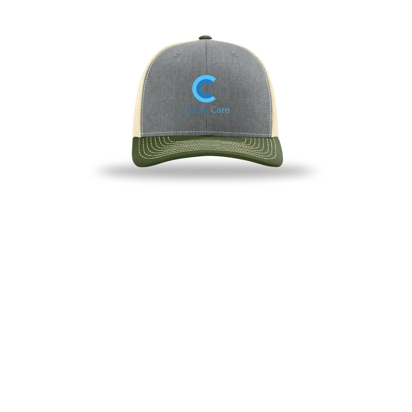 cattle-care-richardson-trucker-cap-embroidery-capfront-R112-heathergreybircharmyolive-flat-front