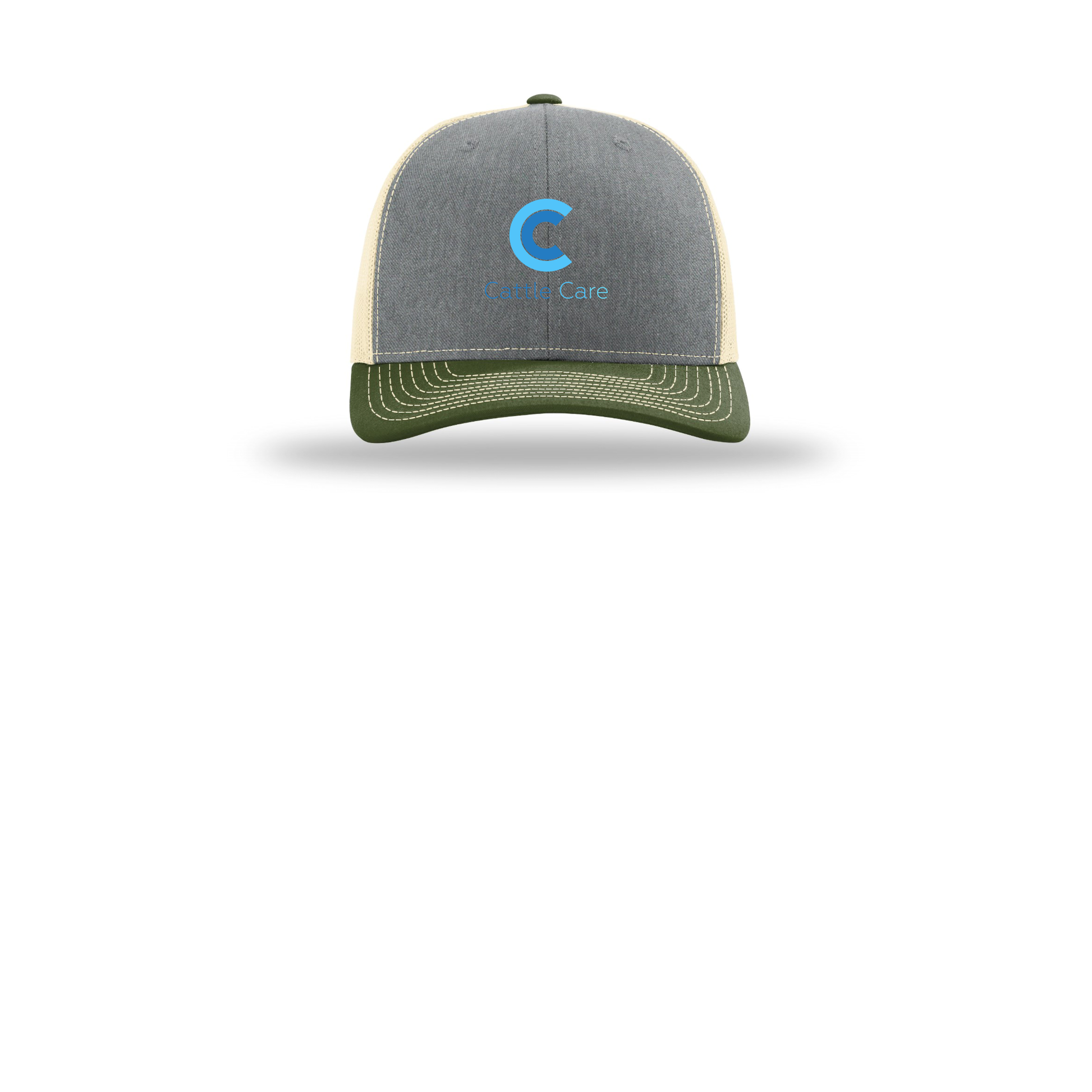 cattle-care-richardson-trucker-cap-embroidery-capfront-R112-heathergreybircharmyolive-flat-front