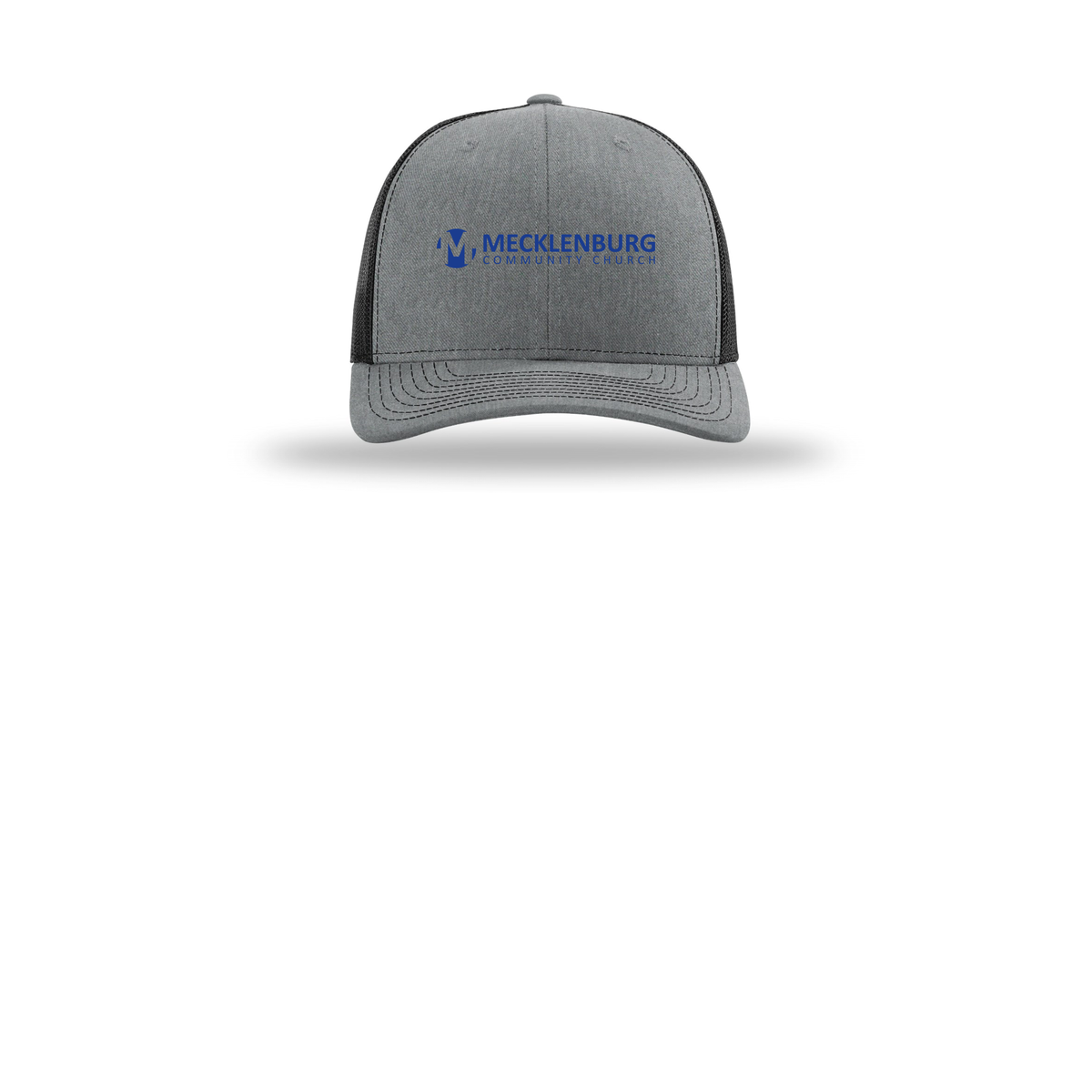 mecklenburg-richardson-trucker-cap-embroidery-capfront-R112-heathergreyblack-flat-front