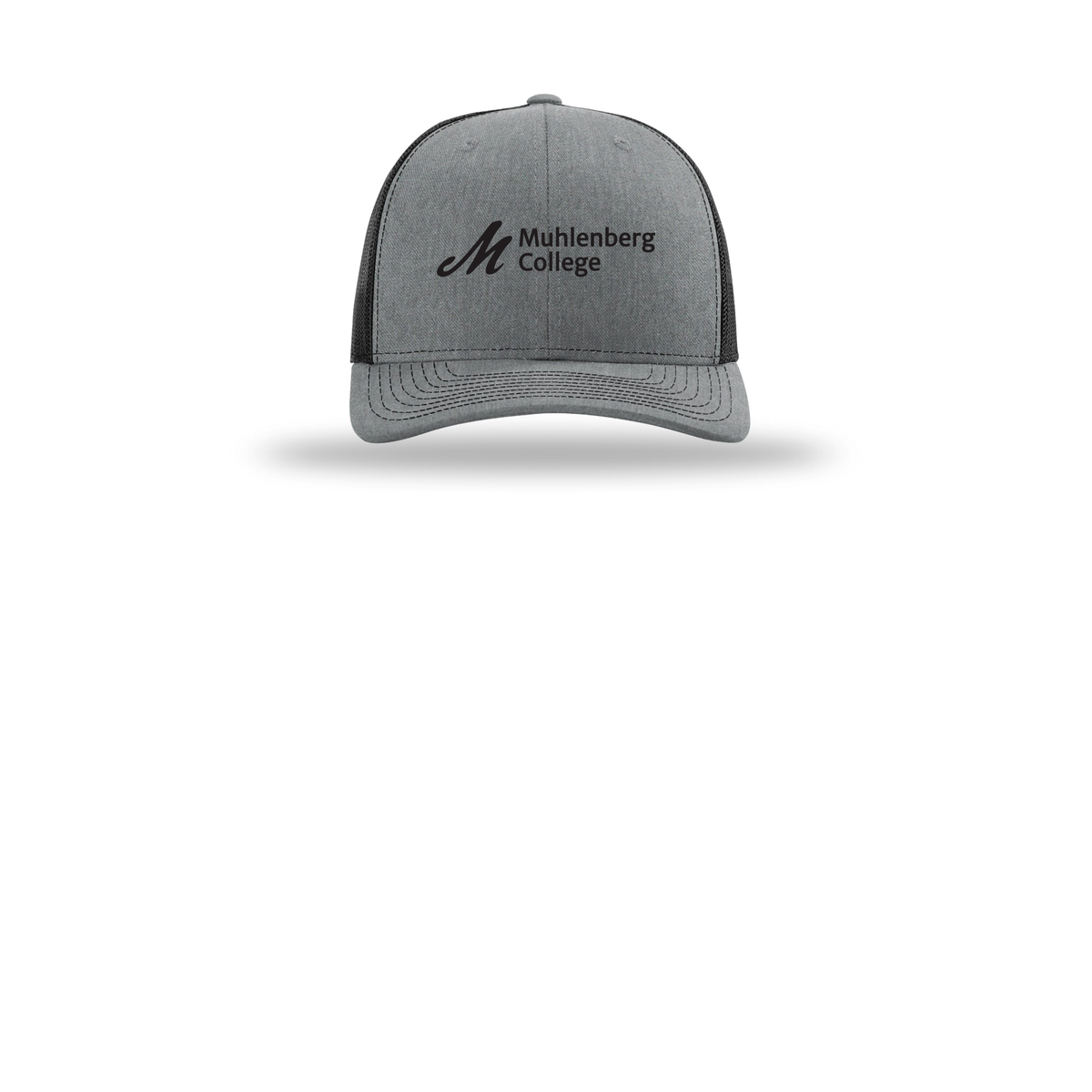 muhlenberg-richardson-trucker-cap-embroidery-capfront-R112-heathergreyblack-flat-front