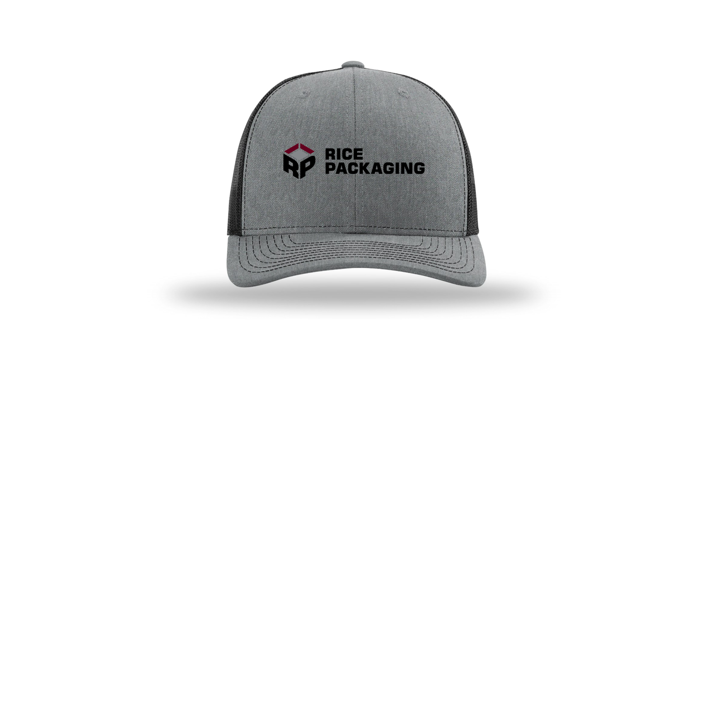 ricepackaging-richardson-trucker-cap-embroidery-capfront-R112-heathergreyblack-flat-front