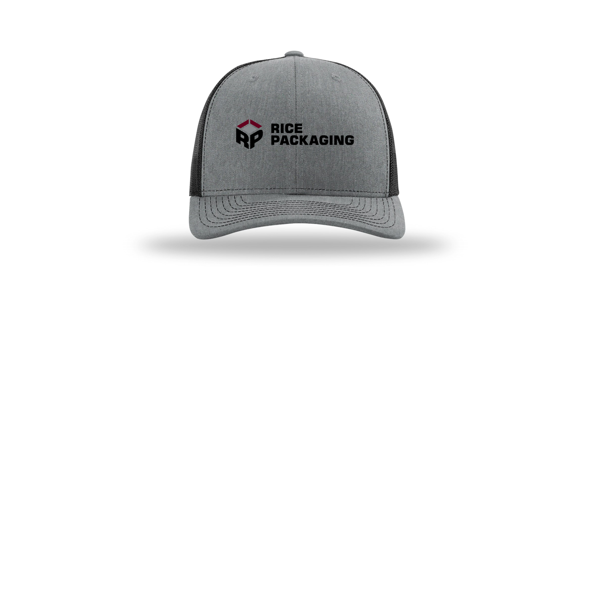 ricepackaging-richardson-trucker-cap-embroidery-capfront-R112-heathergreyblack-flat-front