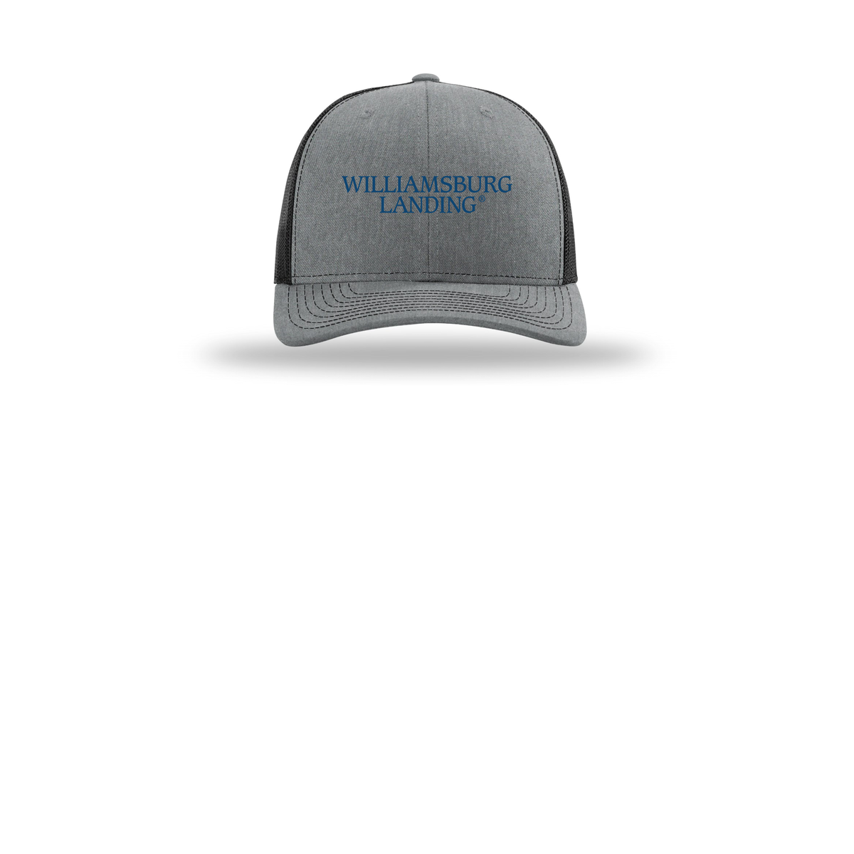 williamsburglanding-richardson-trucker-cap-embroidery-capfront-R112-heathergreyblack-flat-front