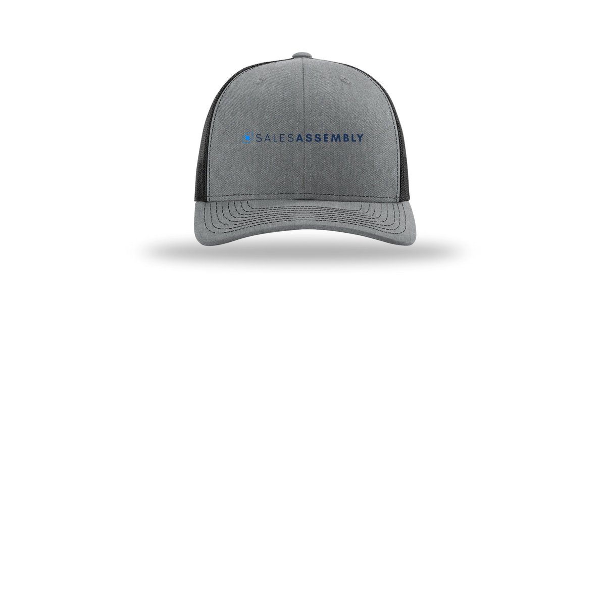 salesassembly-richardson-trucker-cap-embroidery-capfront-R112-heathergreyblack-flat-front