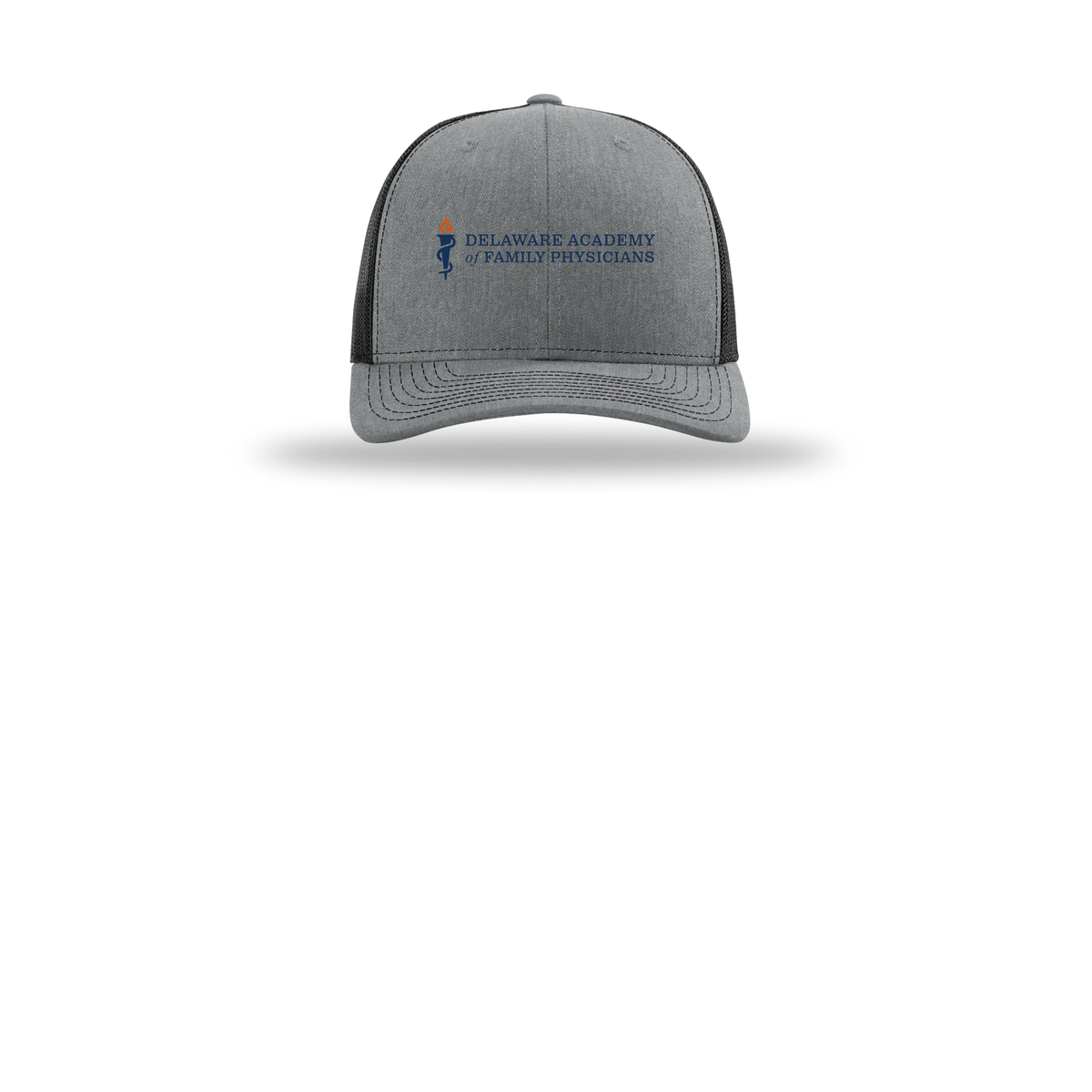 delfamdoc-richardson-trucker-cap-embroidery-capfront-R112-heathergreyblack-flat-front