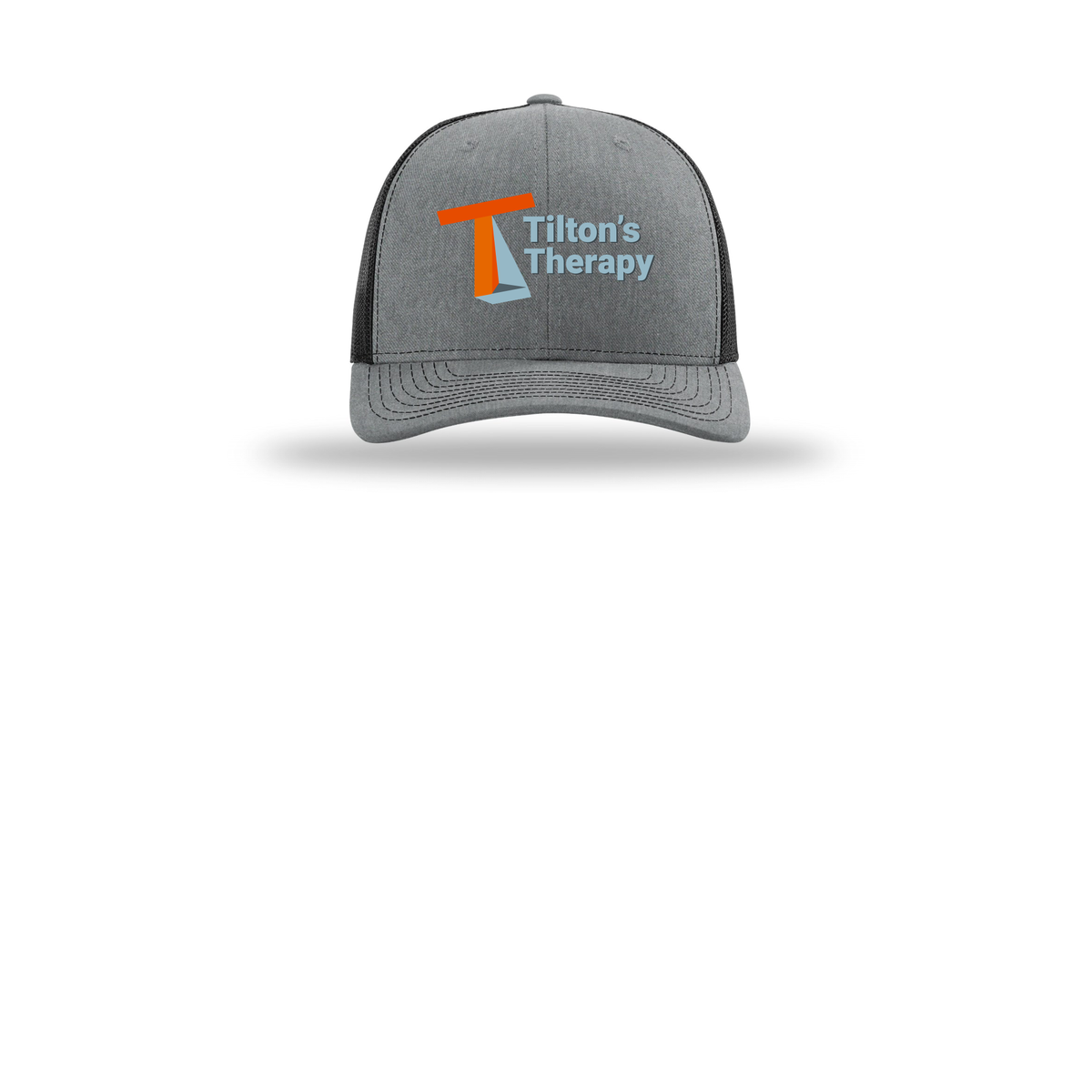 tiltonstherapy-richardson-trucker-cap-embroidery-capfront-R112-heathergreyblack-flat-front