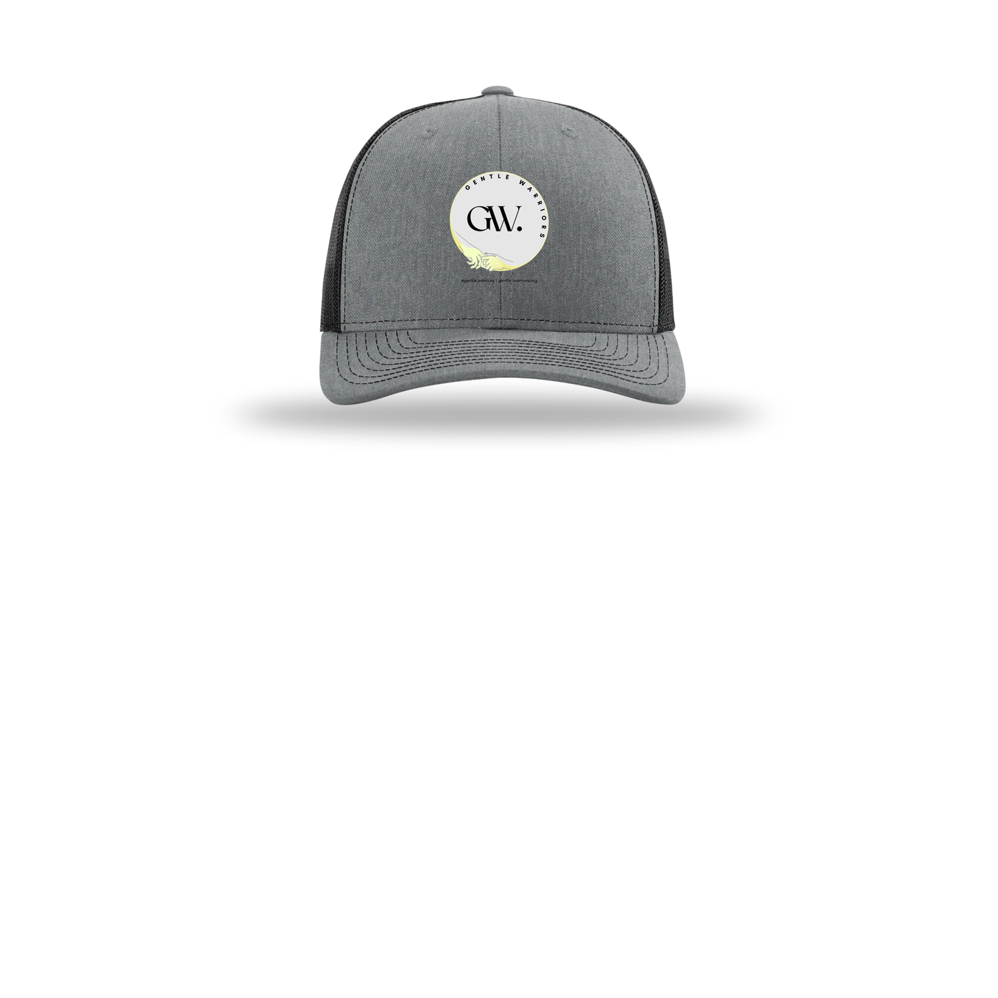 gentle-warriors-richardson-trucker-cap-embroidery-capfront-R112-heathergreyblack-flat-front