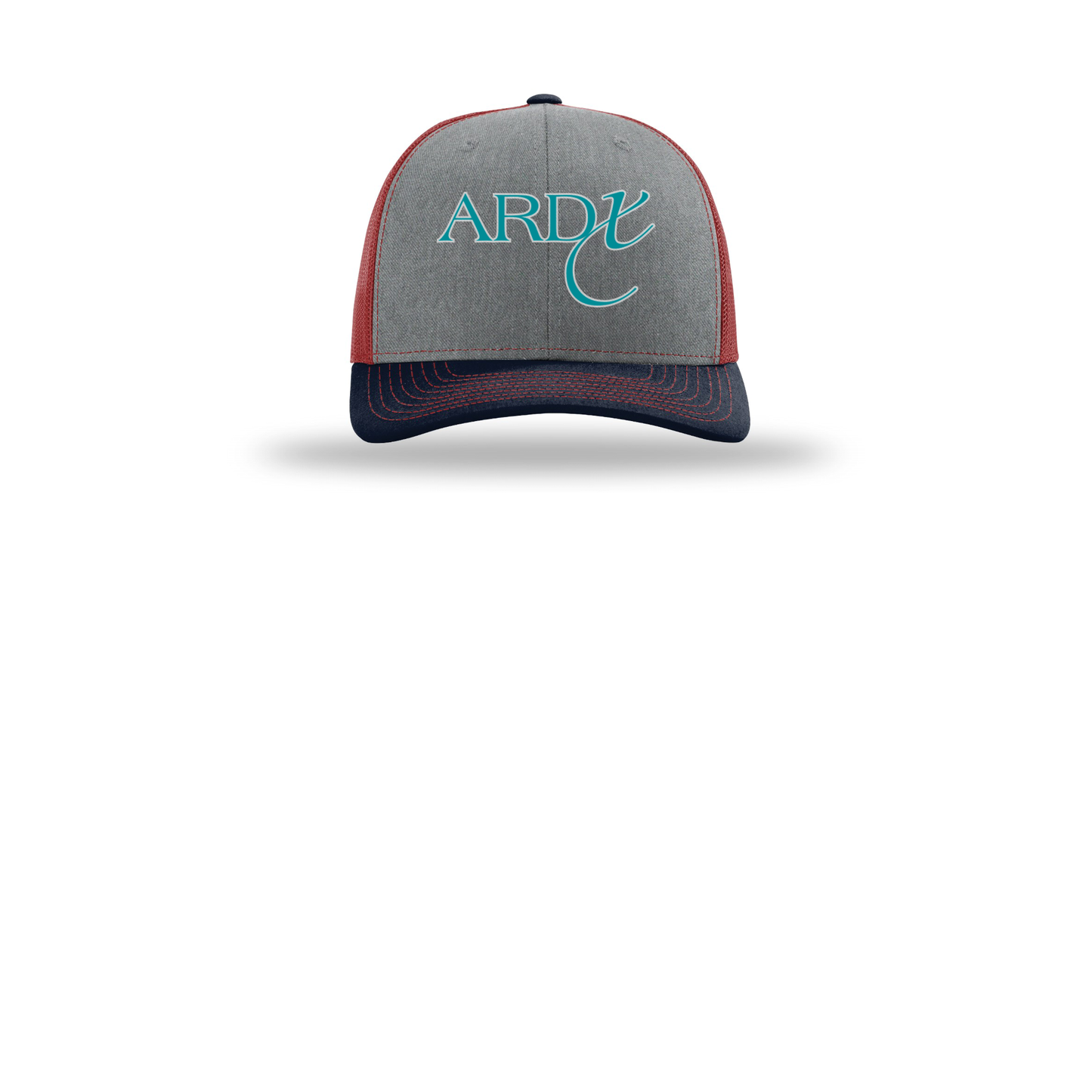 ardx-richardson-trucker-cap-embroidery-capfront-R112-heathergreycardinalnavy-flat-front
