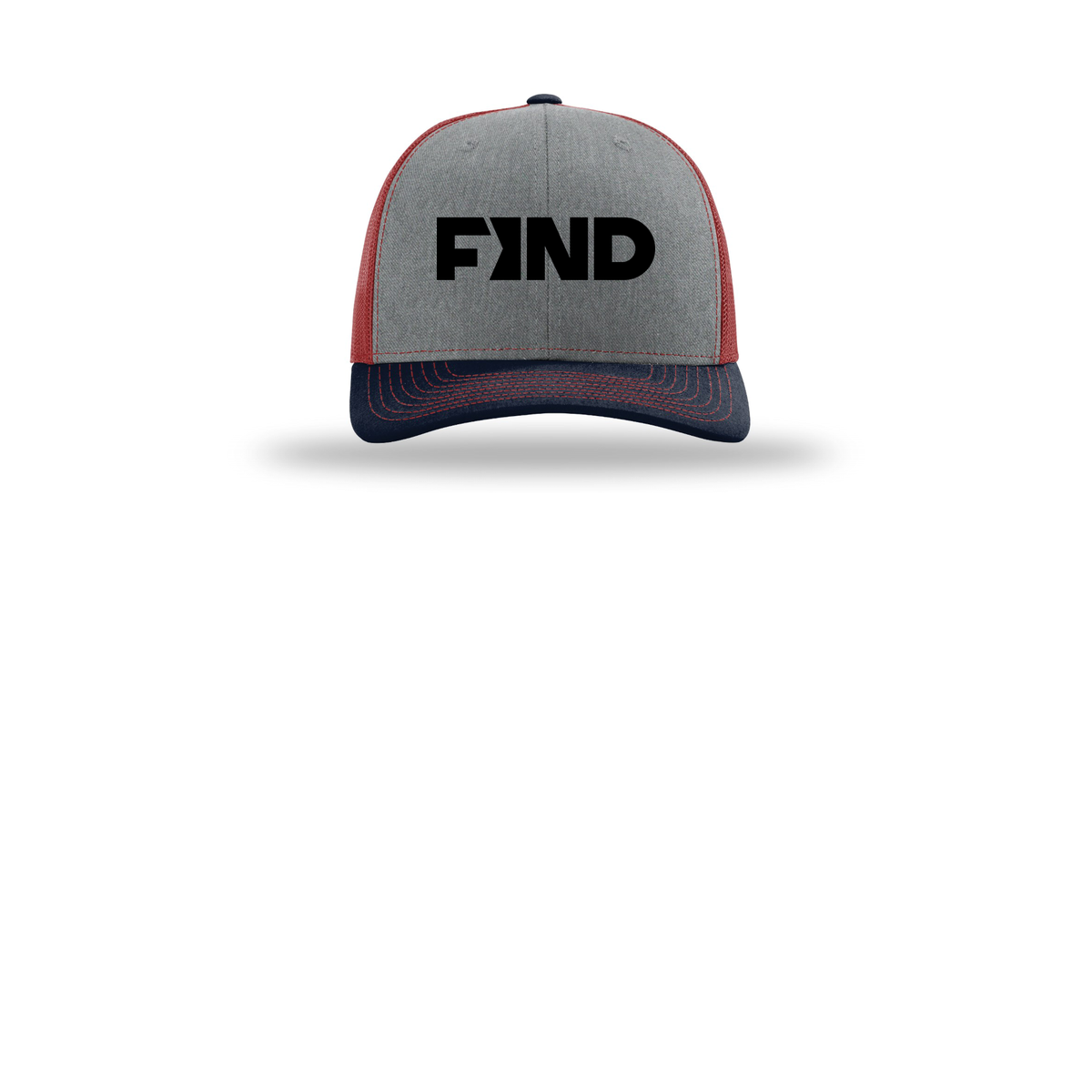findrealestate-richardson-trucker-cap-embroidery-capfront-R112-heathergreycardinalnavy-flat-front