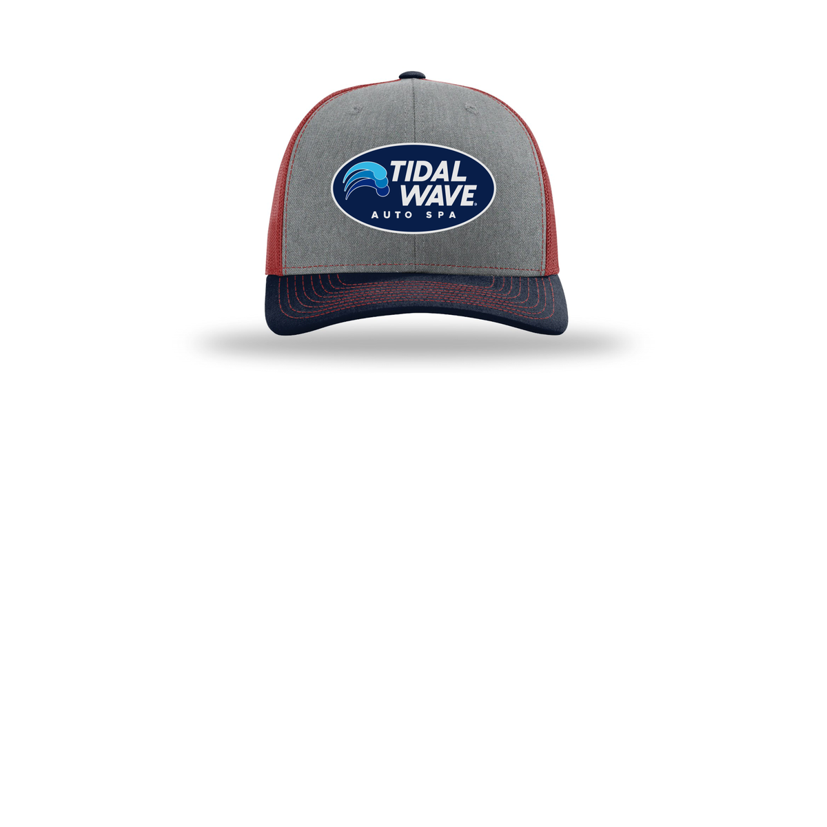 tidalwaveautospa-richardson-trucker-cap-embroidery-capfront-R112-heathergreycardinalnavy-flat-front