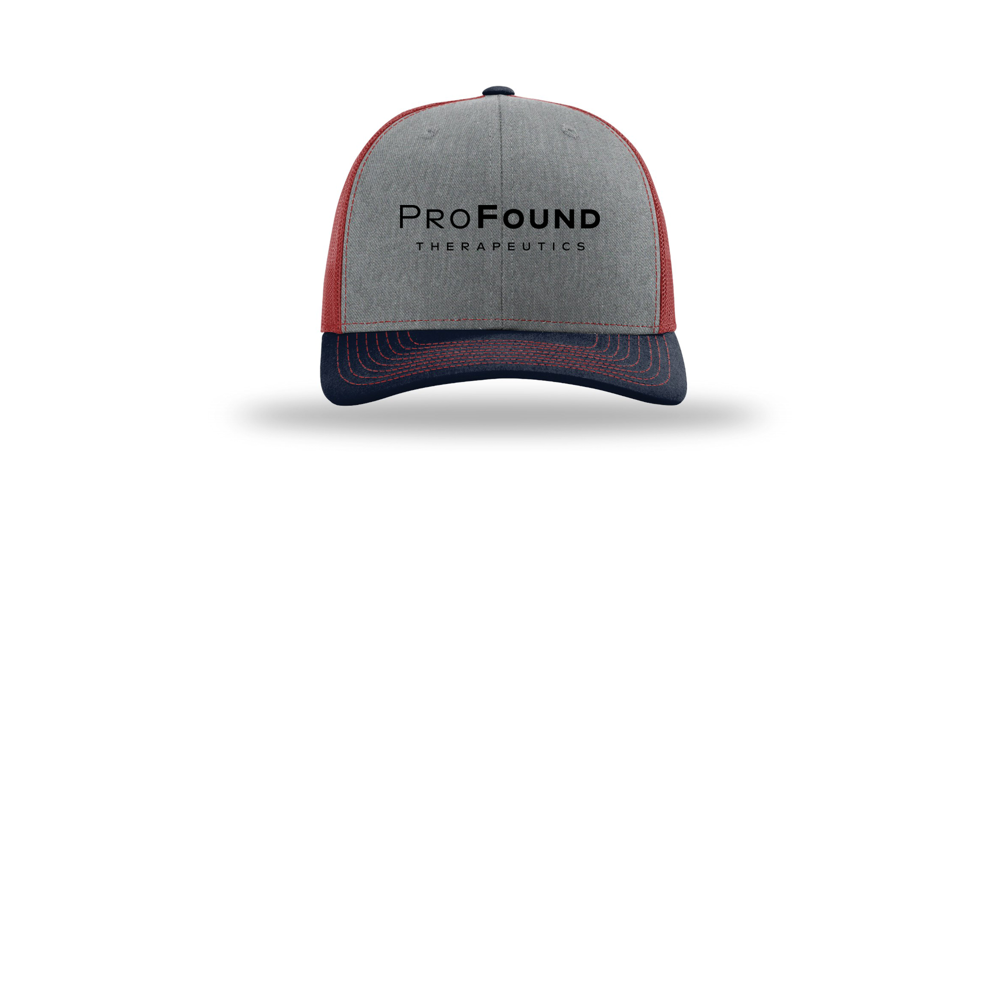 profoundtx-richardson-trucker-cap-embroidery-capfront-R112-heathergreycardinalnavy-flat-front