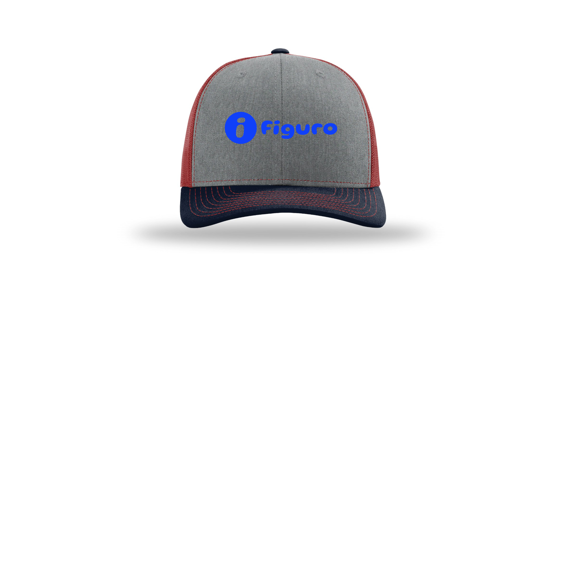 getfiguro-richardson-trucker-cap-embroidery-capfront-R112-heathergreycardinalnavy-flat-front