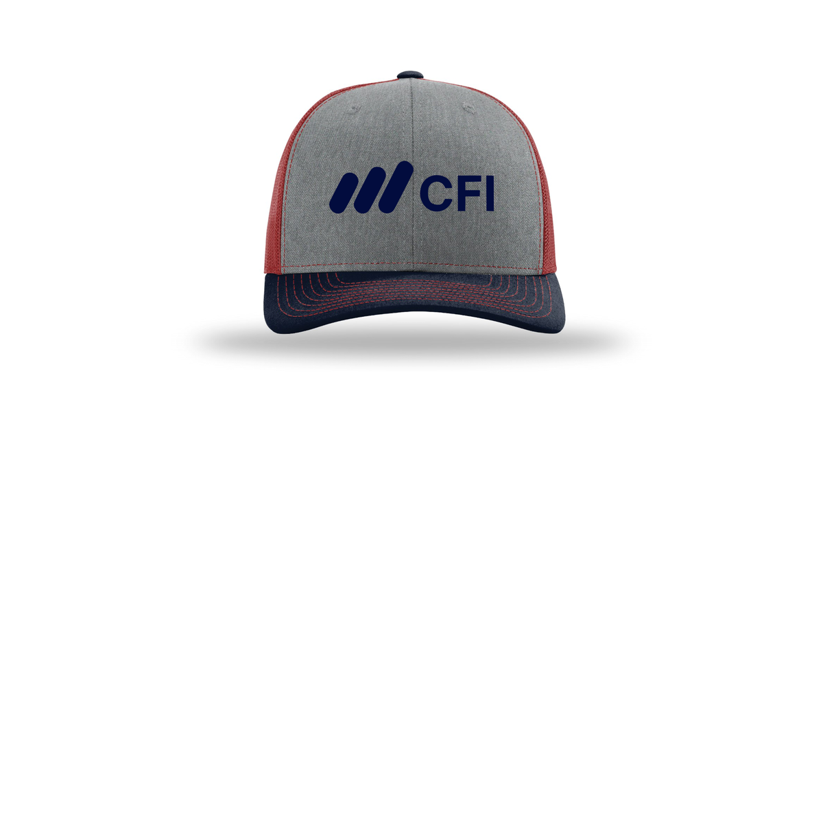 corporatefinanceinstitute-richardson-trucker-cap-embroidery-capfront-R112-heathergreycardinalnavy-flat-front