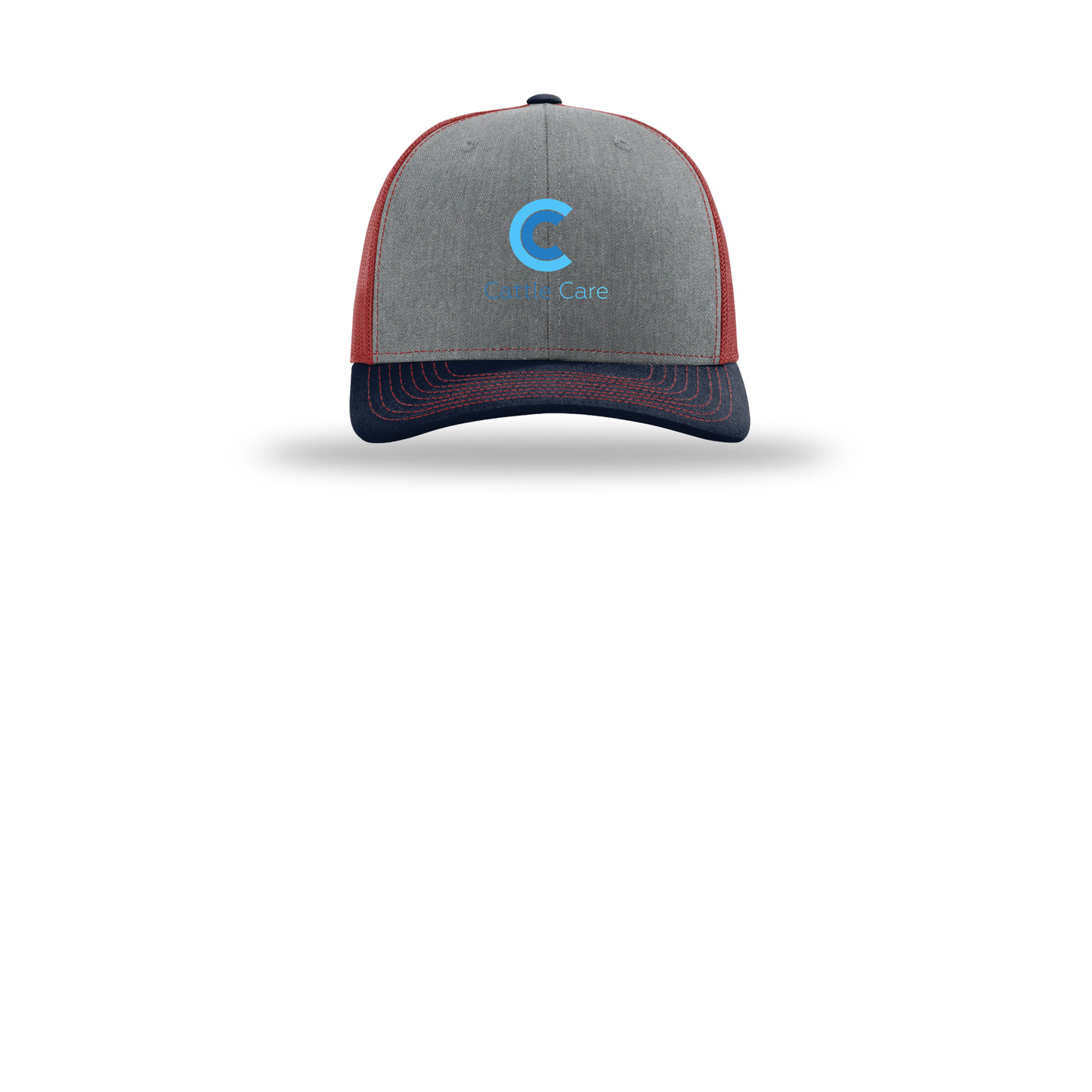 cattle-care-richardson-trucker-cap-embroidery-capfront-R112-heathergreycardinalnavy-flat-front