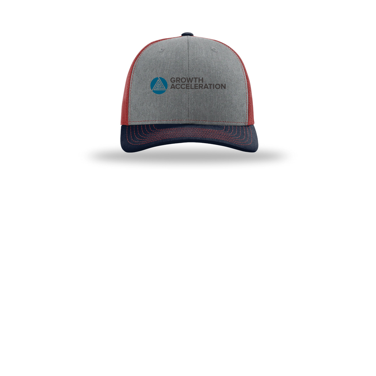 growthaccelerationpartners-richardson-trucker-cap-embroidery-capfront-R112-heathergreycardinalnavy-flat-front