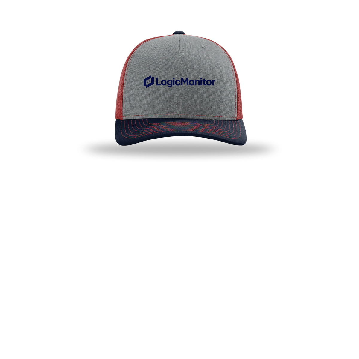 logicmonitor-richardson-trucker-cap-embroidery-capfront-R112-heathergreycardinalnavy-flat-front
