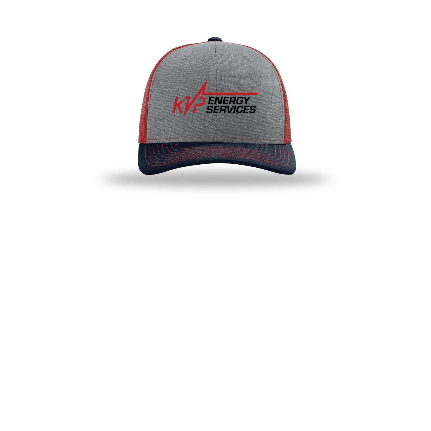 kvpenergy-richardson-trucker-cap-embroidery-capfront-R112-heathergreycardinalnavy-flat-front