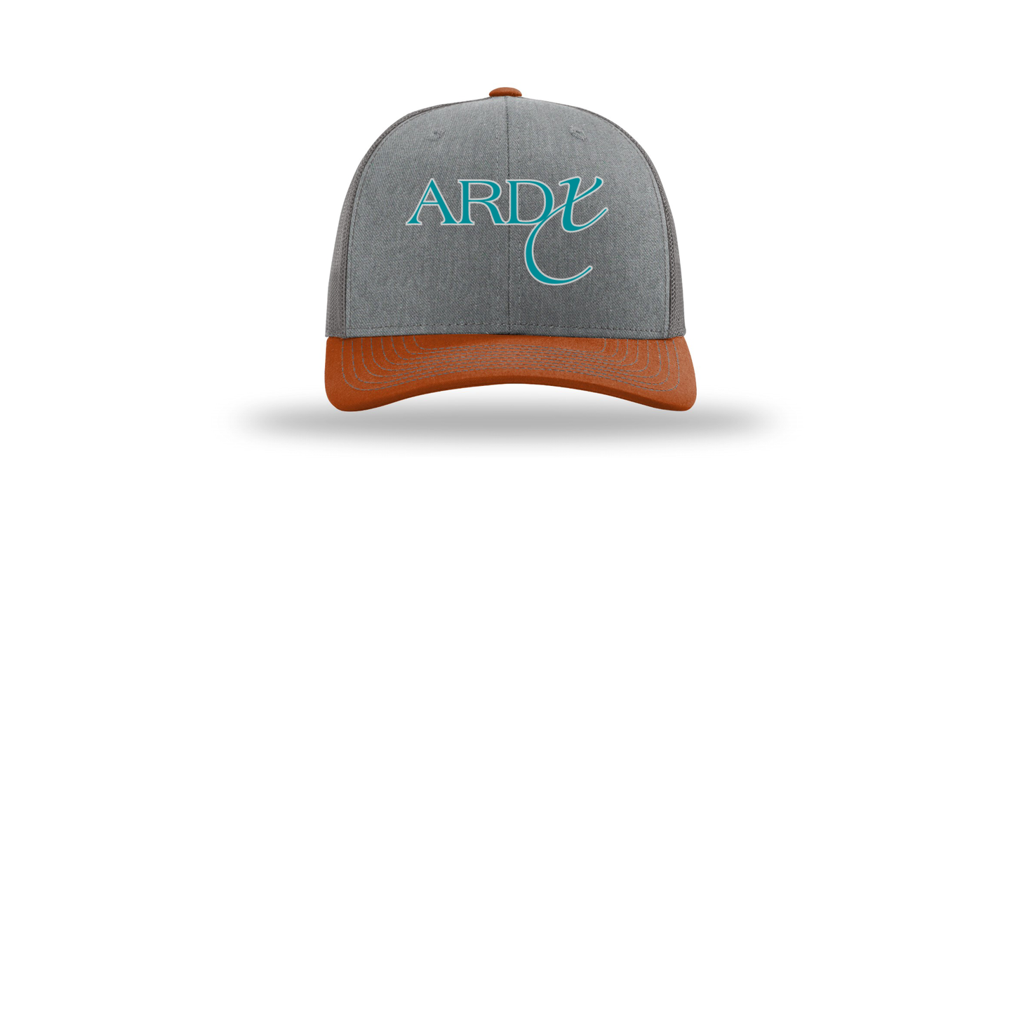 ardx-richardson-trucker-cap-embroidery-capfront-R112-heathergreycharcoaldarkorange-flat-front