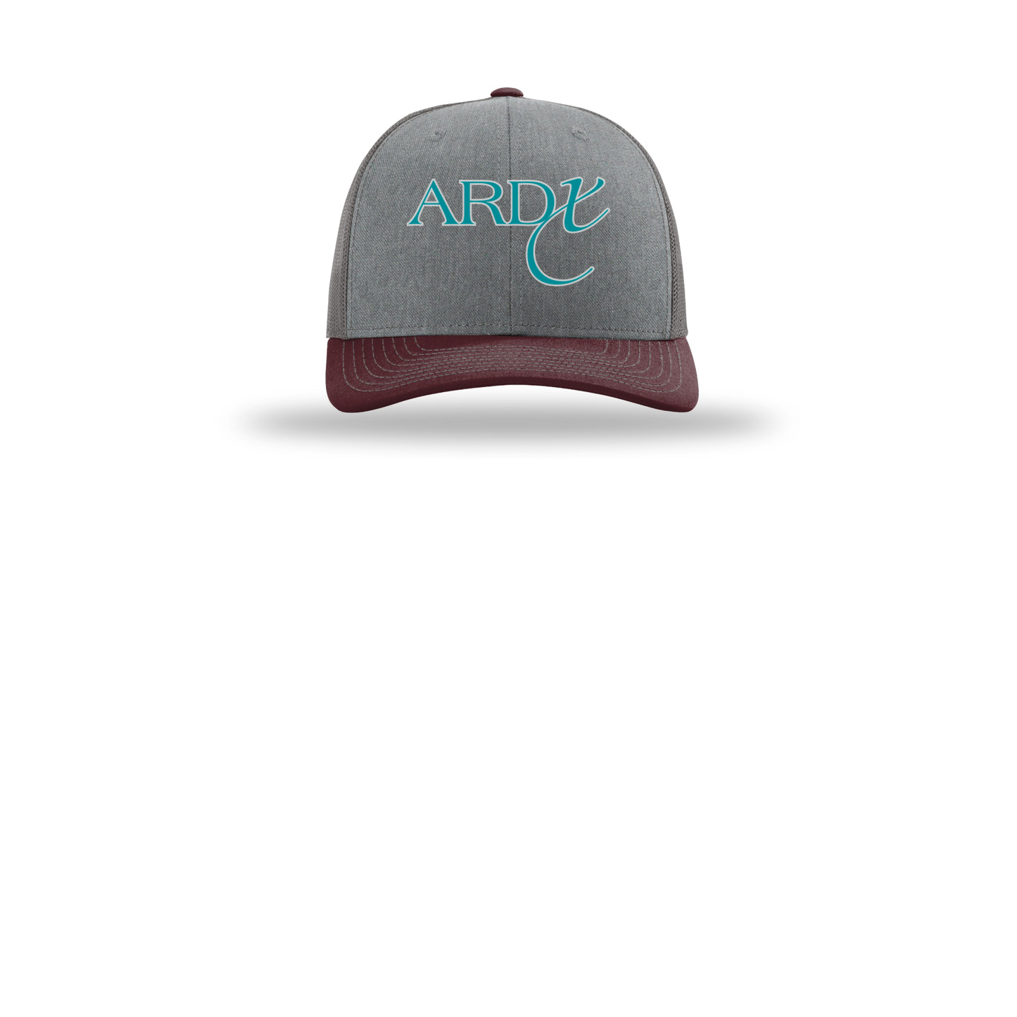 ardx-richardson-trucker-cap-embroidery-capfront-R112-heathergreycharcoalmaroon-flat-front