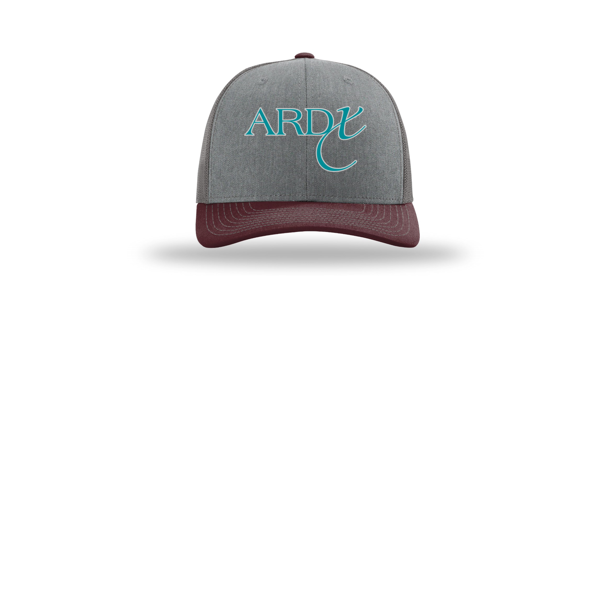 ardx-richardson-trucker-cap-embroidery-capfront-R112-heathergreycharcoalmaroon-flat-front