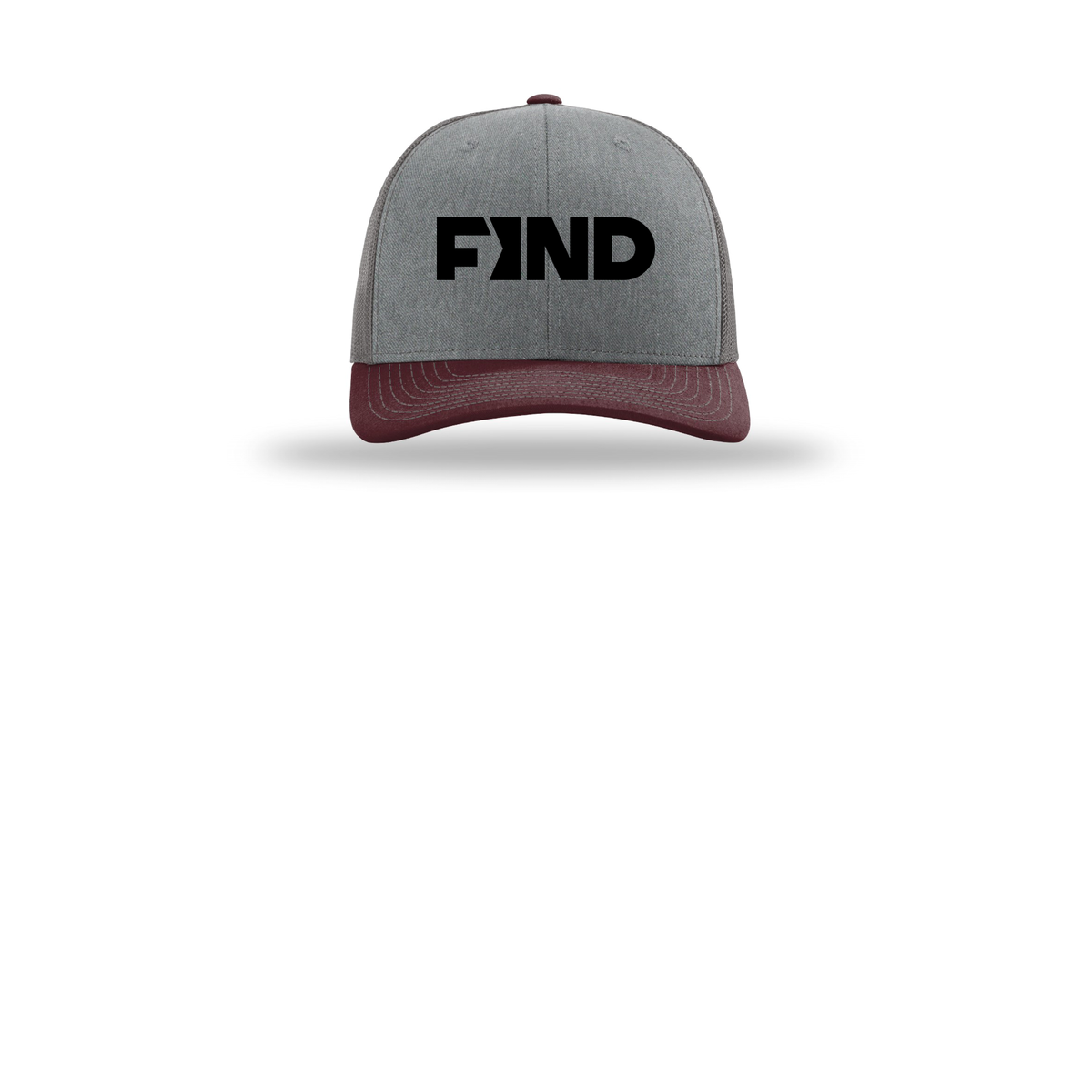 findrealestate-richardson-trucker-cap-embroidery-capfront-R112-heathergreycharcoalmaroon-flat-front