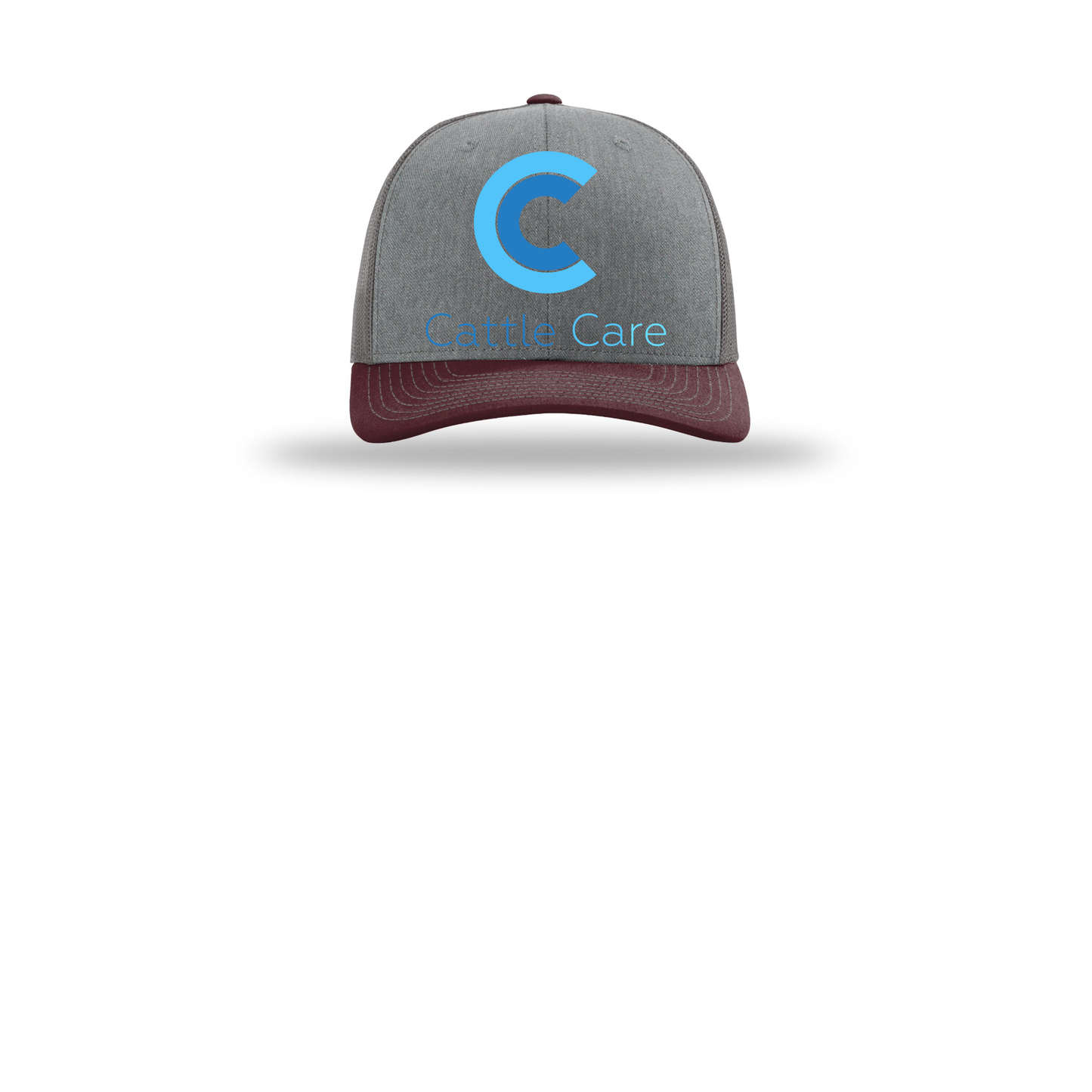 cattle-care-richardson-trucker-cap-embroidery-capfront-R112-heathergreycharcoalmaroon-flat-front