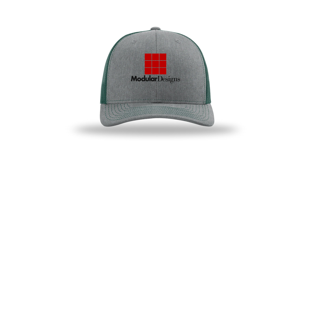 modulardesignsflooring-richardson-trucker-cap-embroidery-capfront-R112-heathergreydarkgreen-flat-front