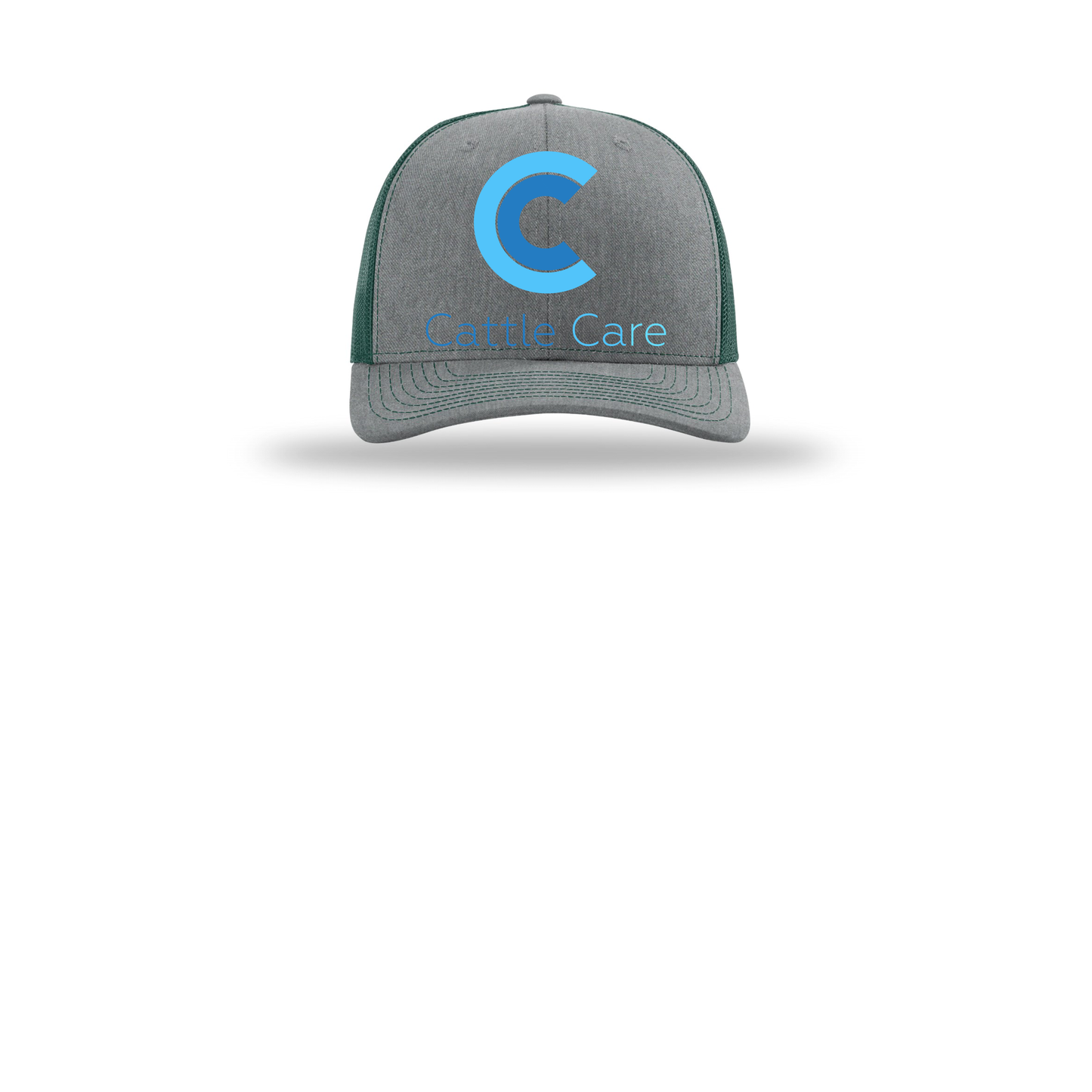 cattle-care-richardson-trucker-cap-embroidery-capfront-R112-heathergreydarkgreen-flat-front