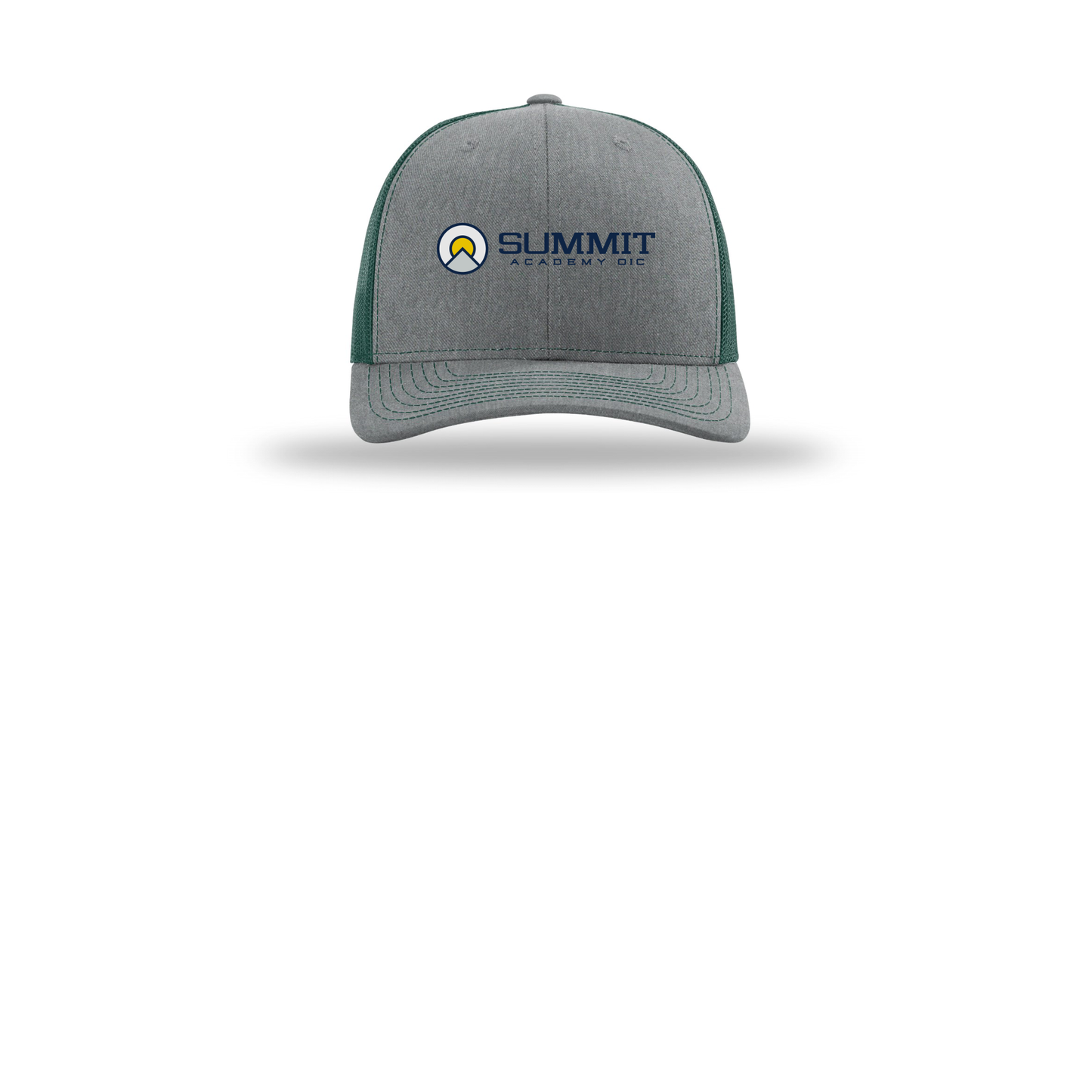 saoic-richardson-trucker-cap-embroidery-capfront-R112-heathergreydarkgreen-flat-front